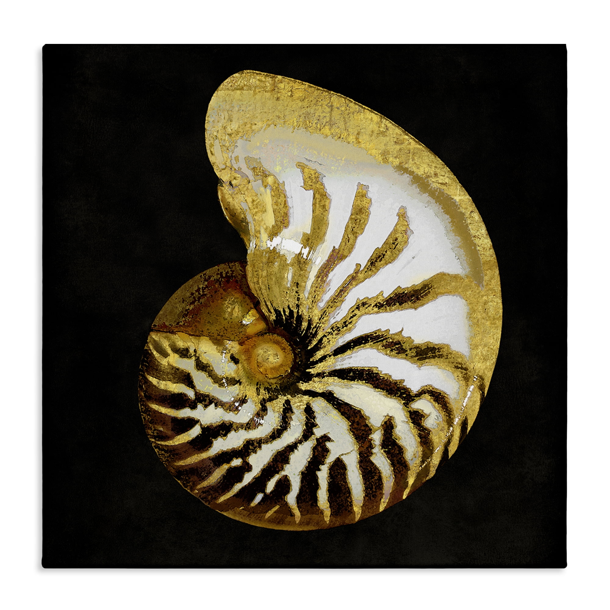Stupell Industries Spiral Patterned Shell Nautical & Beach Painting Wrapped Canvas Art Print Wall Art, 17 x 17