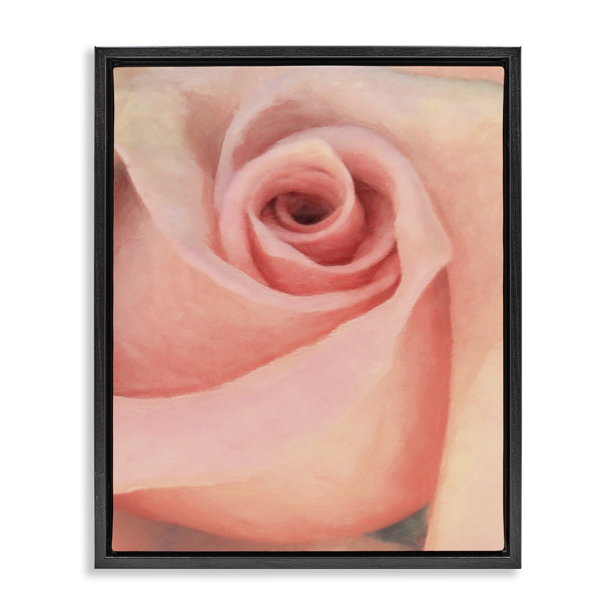 Stupell Industries Spiral Rose Anther Botanical & Floral Painting Black Floater Framed Art Print Wall Art, 17 x 21