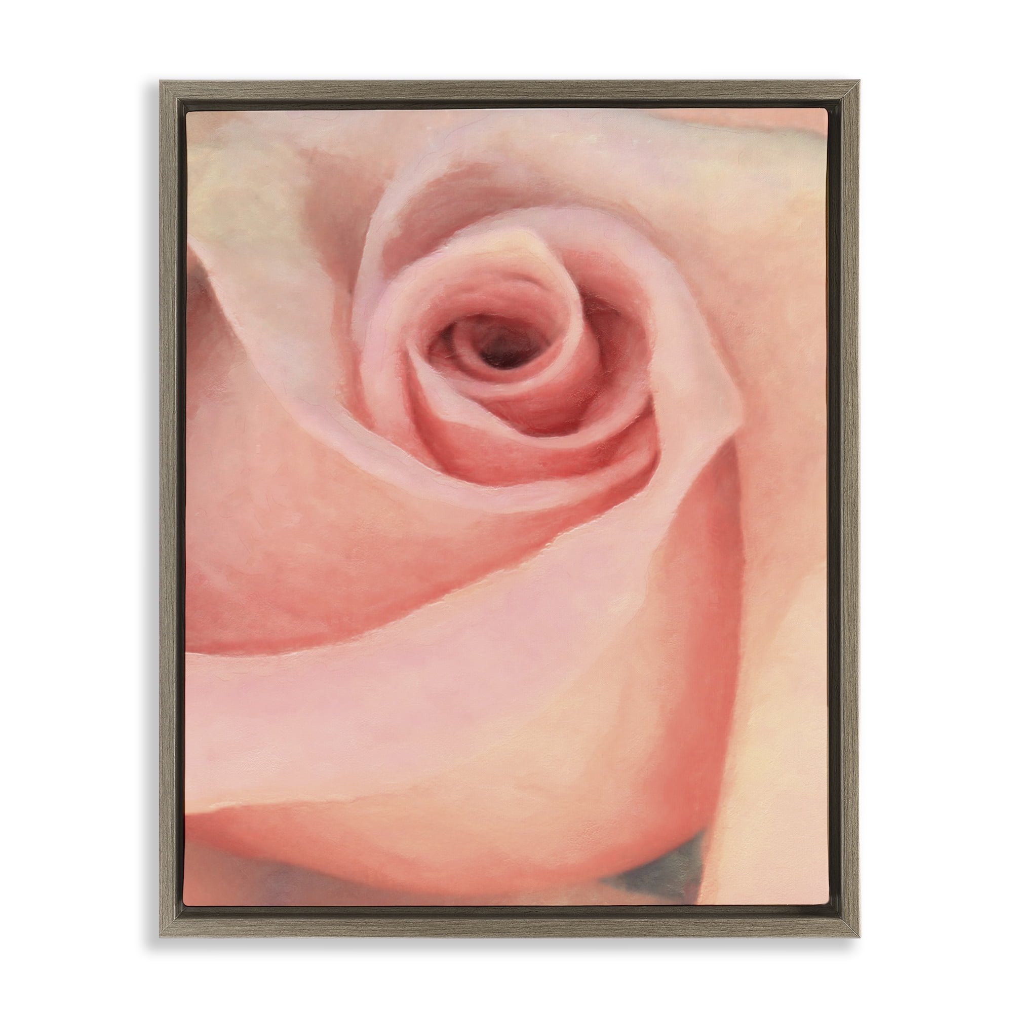 Stupell Industries Spiral Rose Anther Botanical & Floral Painting Brown Floater Framed Art Print Wall Art, 17 x 21