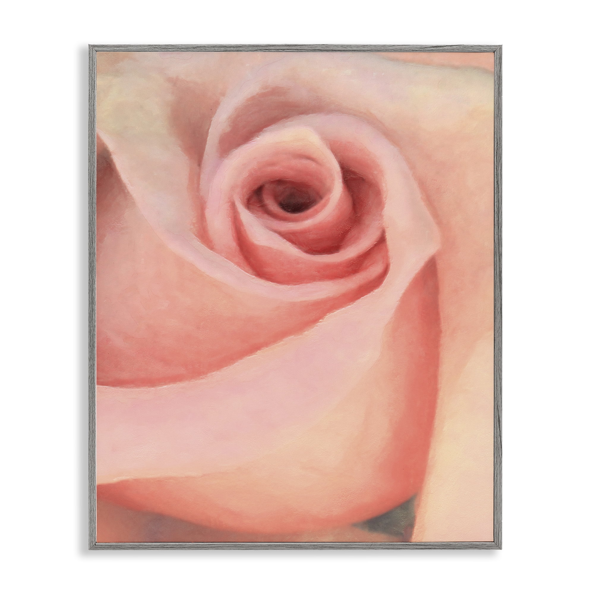 Stupell Industries Spiral Rose Anther Botanical & Floral Painting Gray Framed Art Print Wall Art, 16 x 20