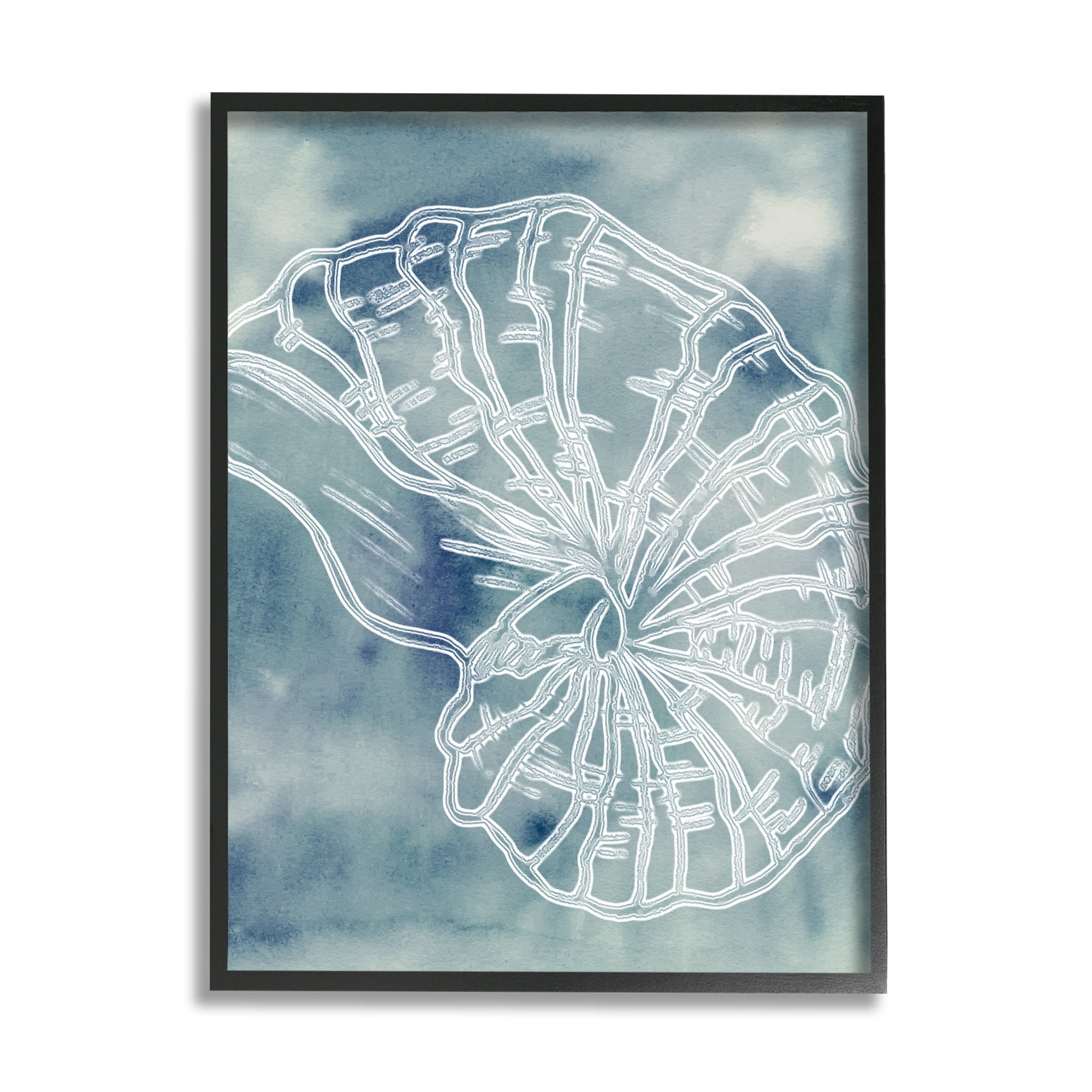 Stupell Industries Spiral Seashell Nautilus Sea Life Watercolor Pattern Graphic Art Black Framed Art Print Wall Art, Design by Ziwei Li
