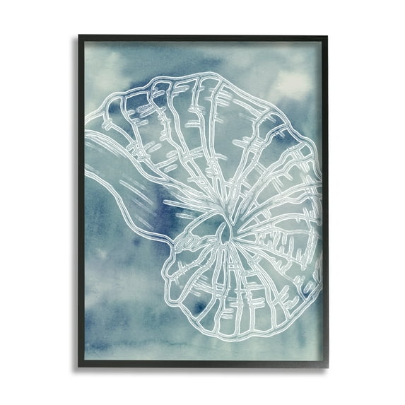 Stupell Industries Spiral Seashell Nautilus Sea Life Watercolor Pattern Graphic Art Black Framed Art Print Wall Art, Design by Ziwei Li