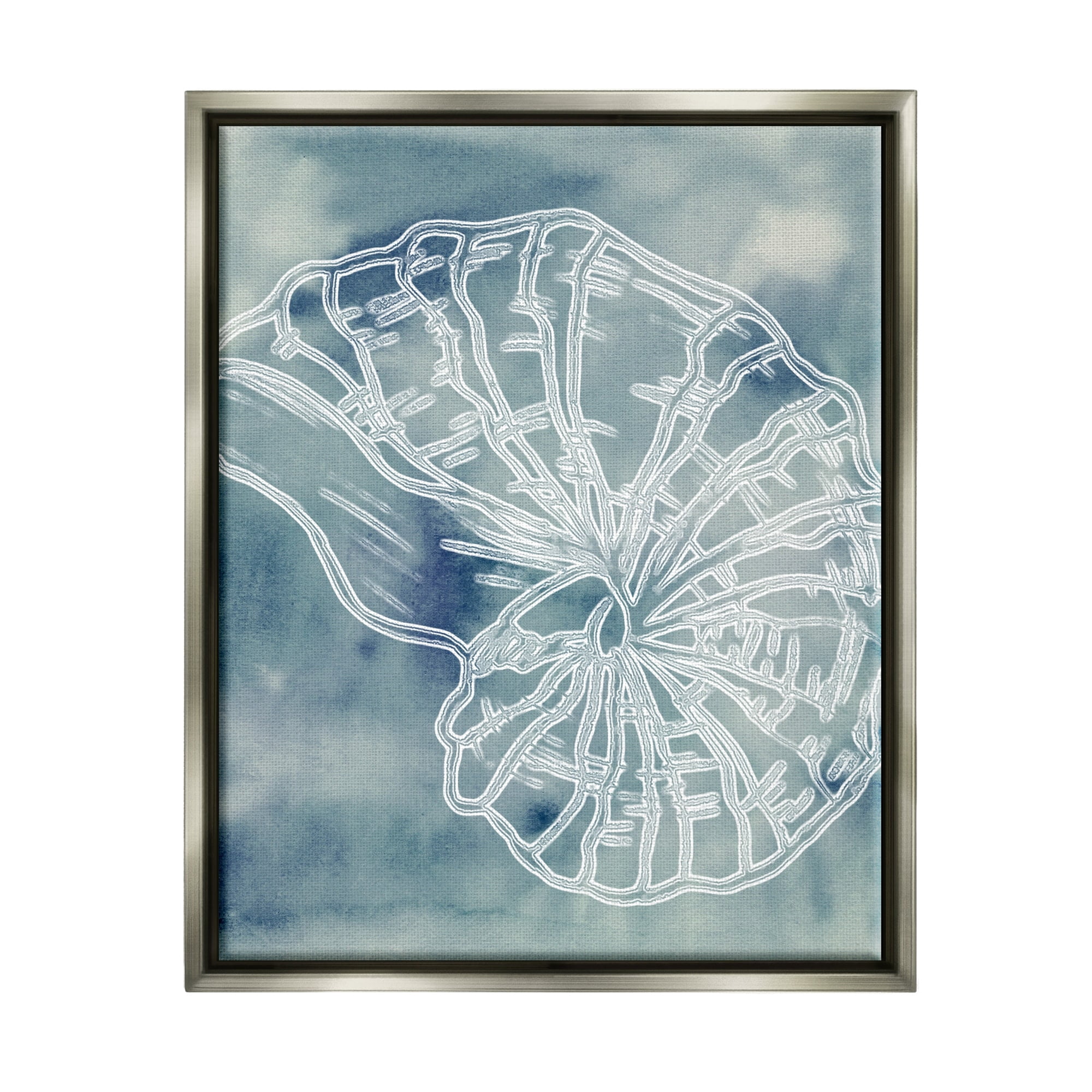 Stupell Industries Spiral Seashell Nautilus Sea Life Watercolor Pattern Graphic Art Luster Gray Floating Framed Canvas Print Wall Art, Design by Ziwei Li