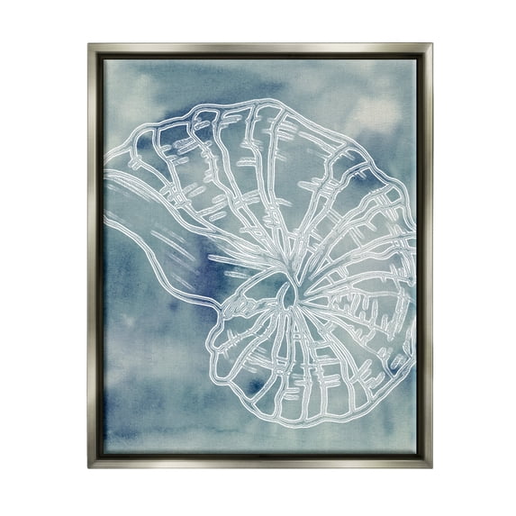 Stupell Industries Spiral Seashell Nautilus Sea Life Watercolor Pattern Graphic Art Luster Gray Floating Framed Canvas Print Wall Art, Design by Ziwei Li