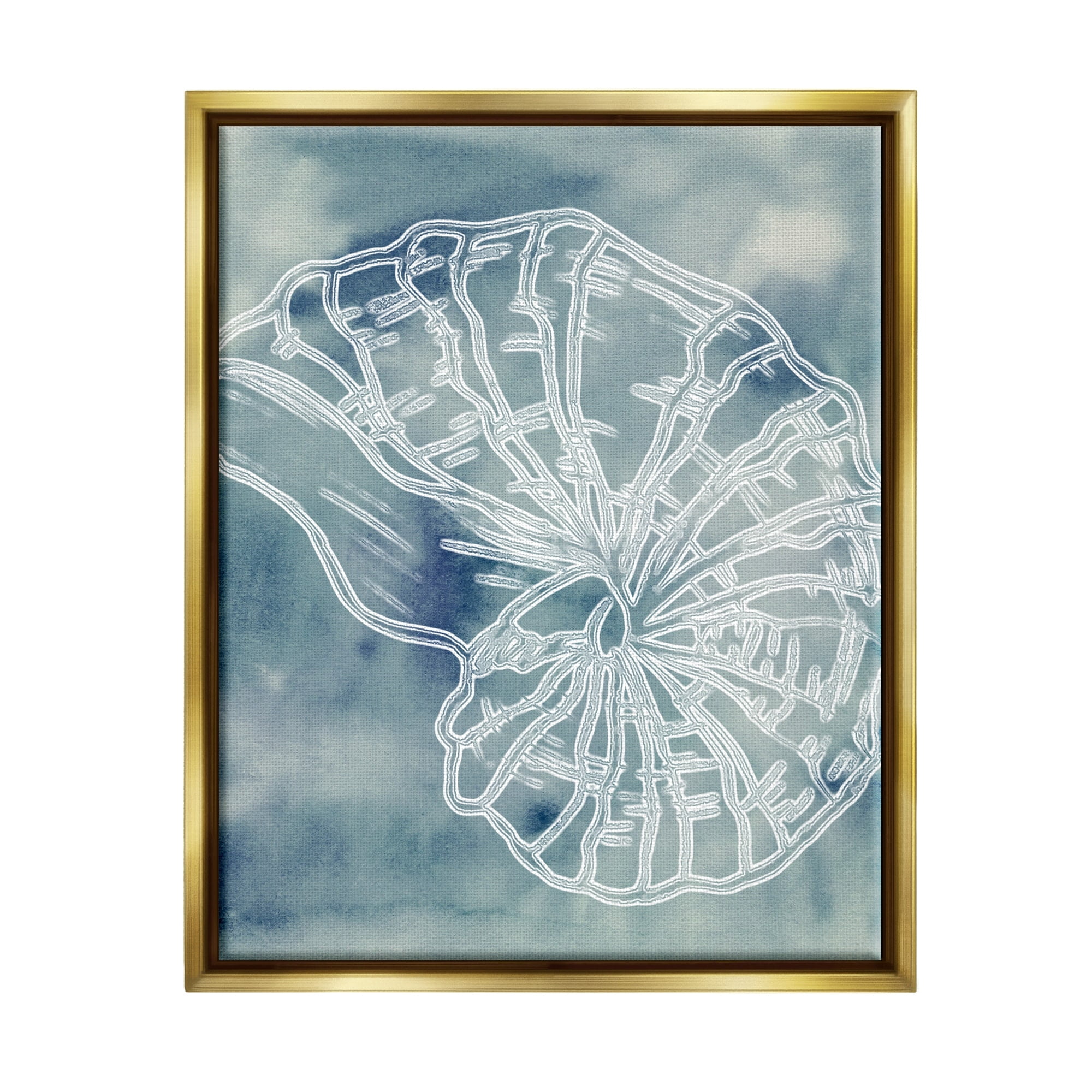 Stupell Industries Spiral Seashell Nautilus Sea Life Watercolor Pattern Graphic Art Metallic Gold Floating Framed Canvas Print Wall Art, Design by Ziwei Li