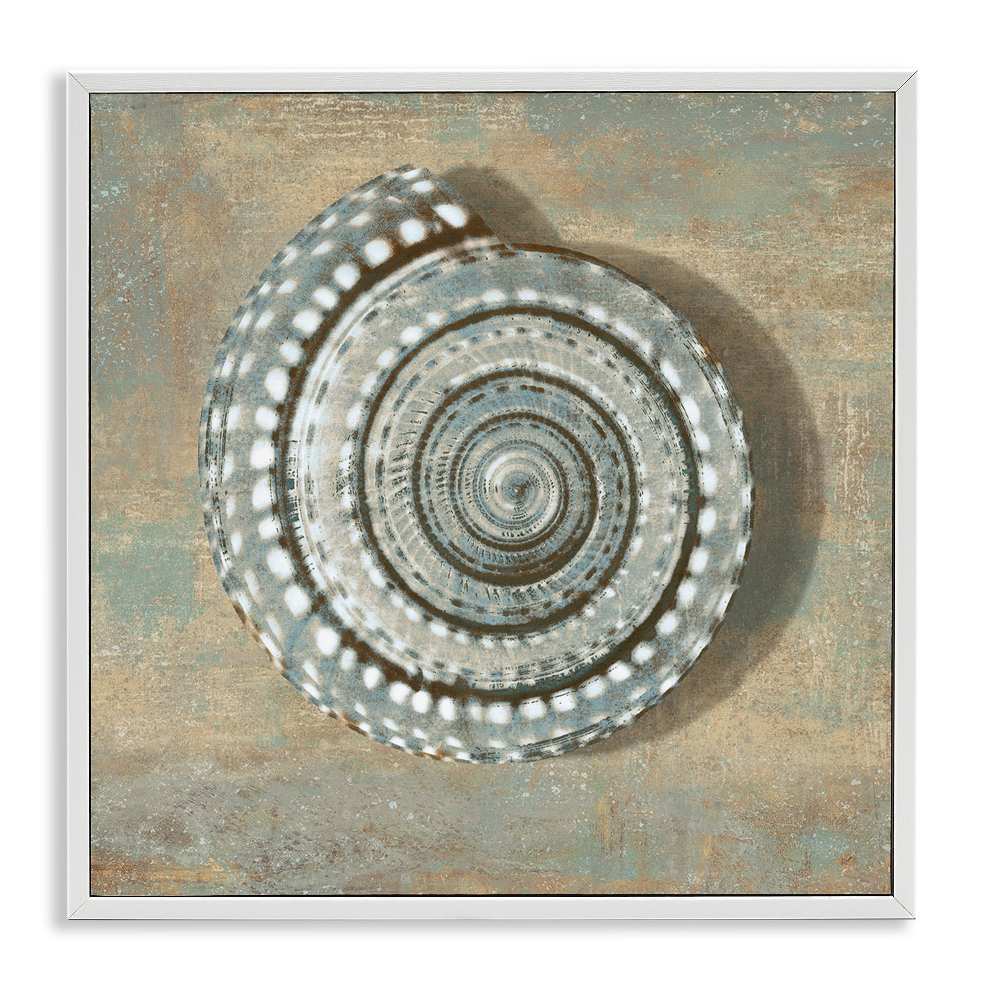 Stupell Industries Spiral Shell Beach Objects Design Nature Painting White Framed Art Print Wall Art, 17 x 17
