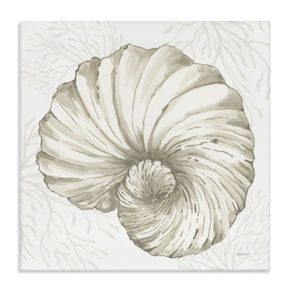 Stupell Industries Spiral Shell & Neutral Coral Animals Painting Wrapped Canvas Canvas Art Print Wall Art, 24 x 24