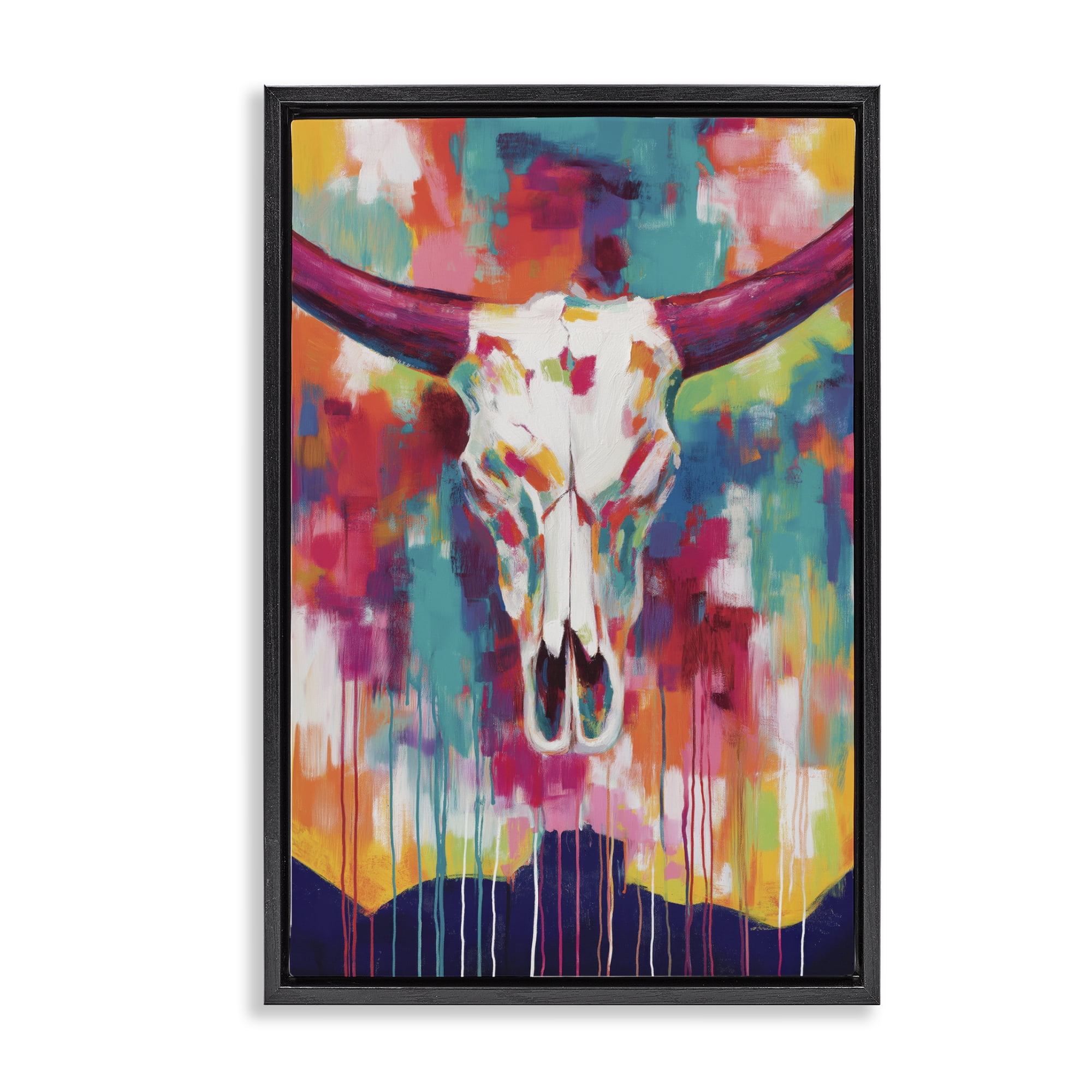 Stupell Industries Spirit Of The West Skull Black Framed Floater Canvas Wall Art, design by Chromatic Storm Studio
