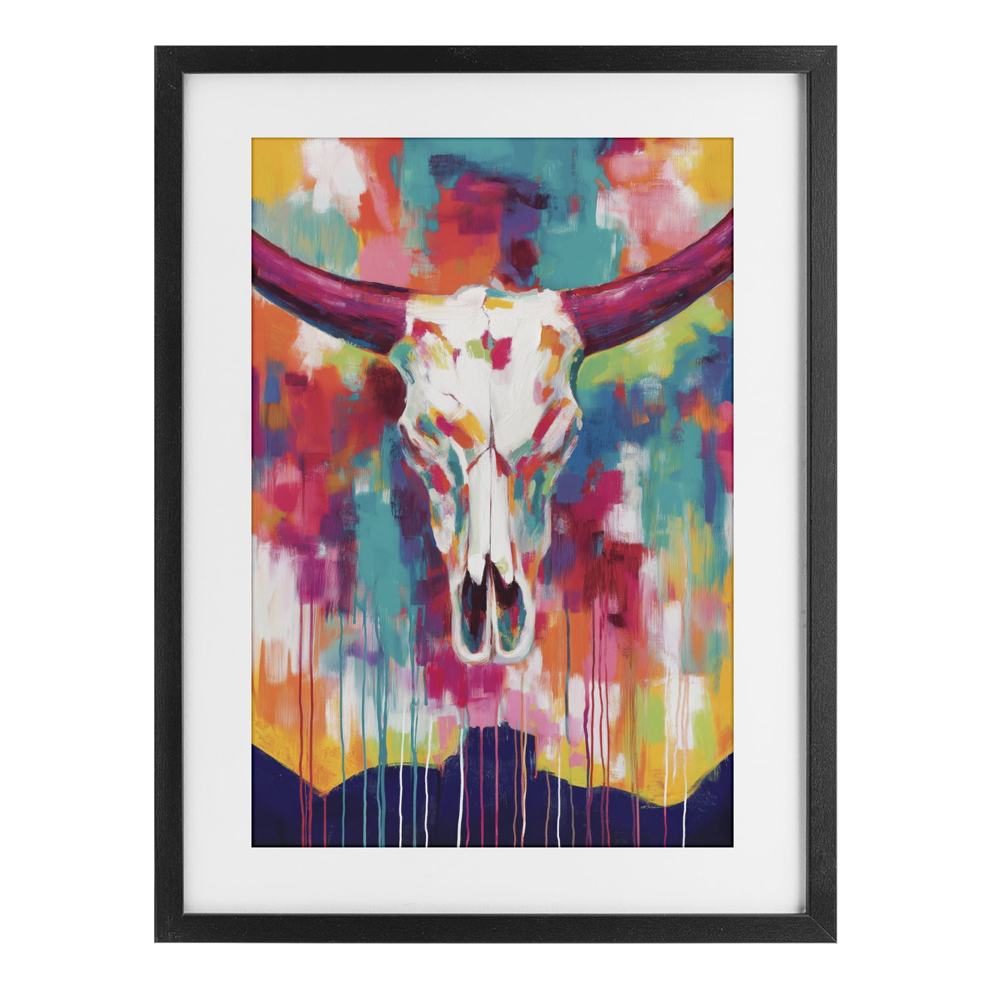 Stupell Industries Spirit Of The West Skull Black Framed Print Under Glass, design by Chromatic Storm Studio