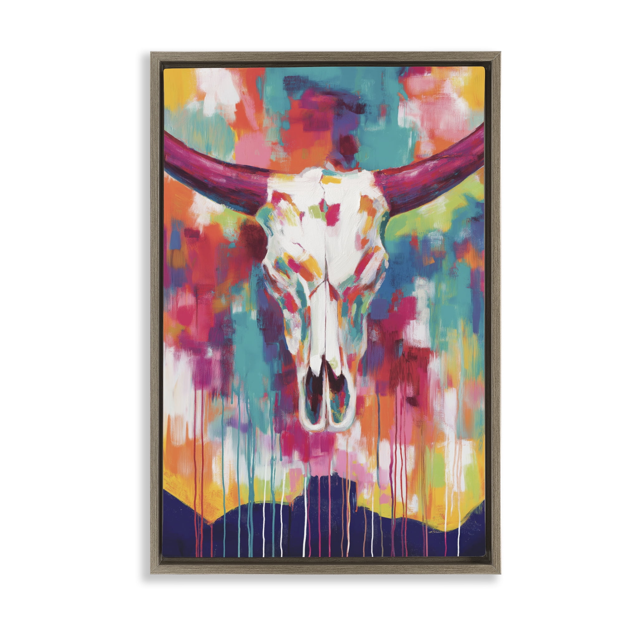 Stupell Industries Spirit Of The West Skull Brown Framed Floater Canvas Wall Art, design by Chromatic Storm Studio
