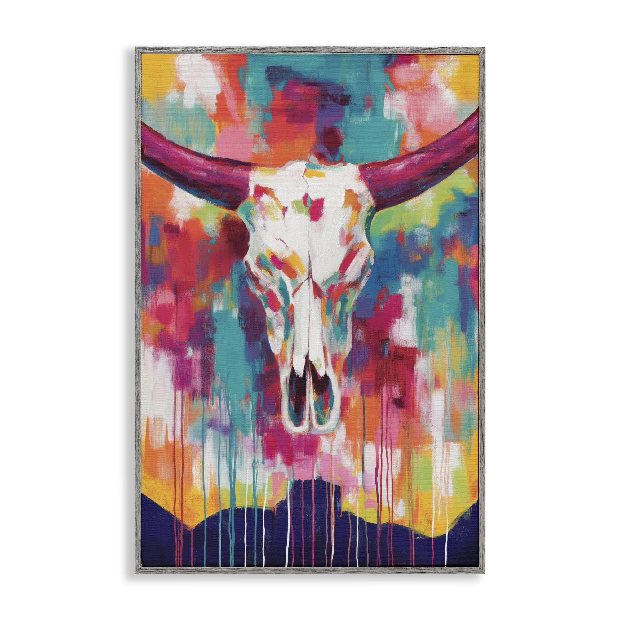 Stupell Industries Spirit Of The West Skull Gray Framed Giclee Art, design by Chromatic Storm Studio