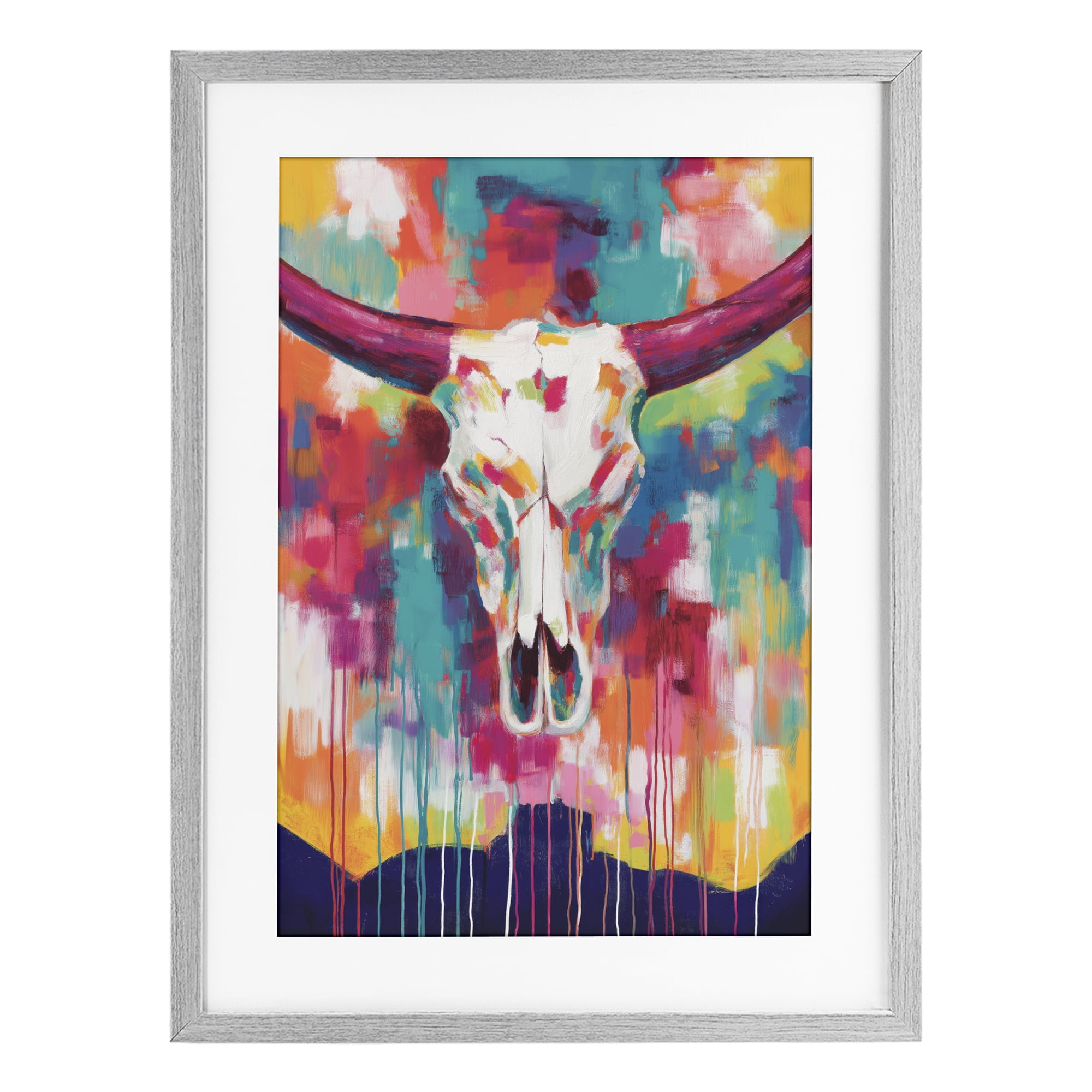 Stupell Industries Spirit Of The West Skull Gray Framed Print Under Glass, design by Chromatic Storm Studio