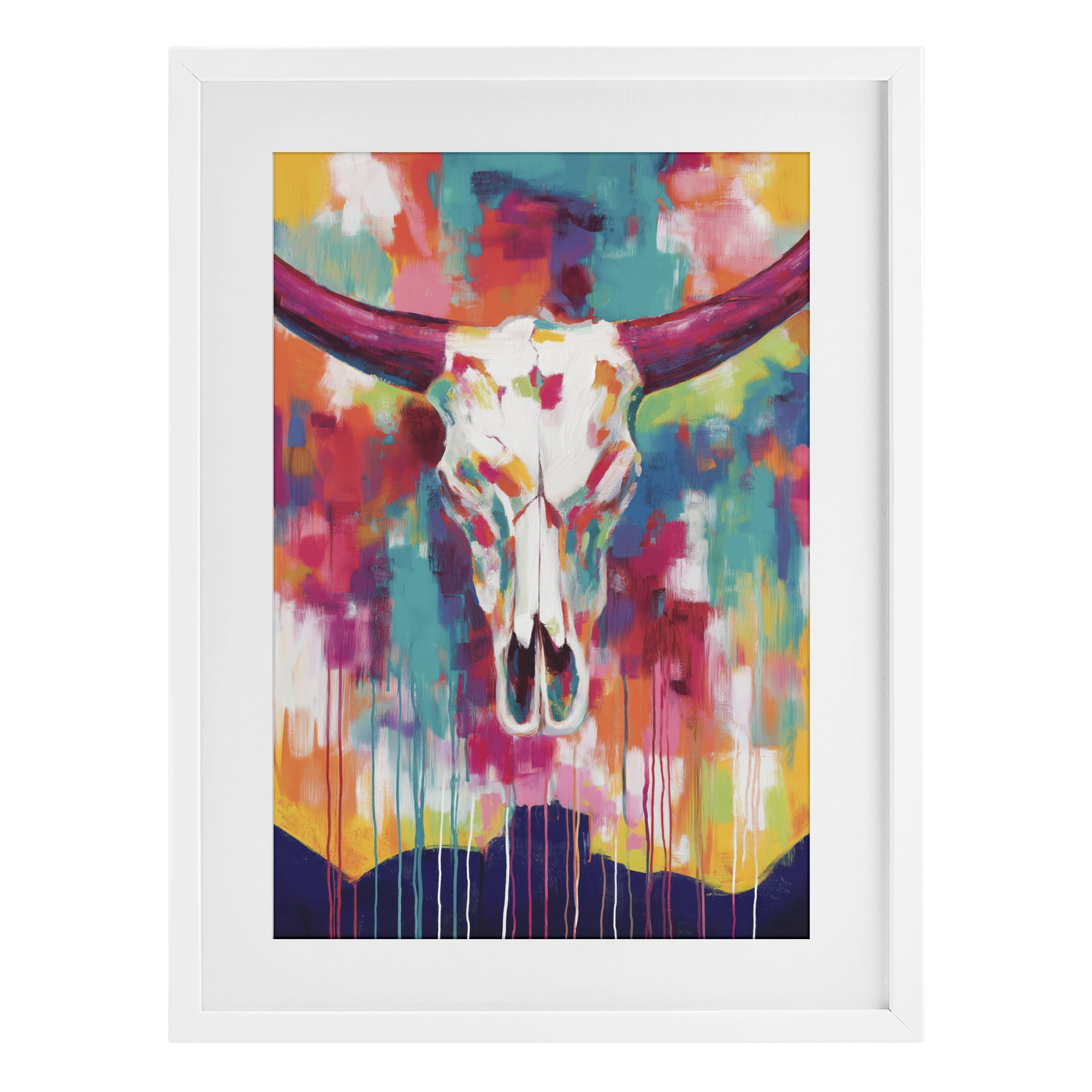 Stupell Industries Spirit Of The West Skull White Framed Print Under Glass, design by Chromatic Storm Studio