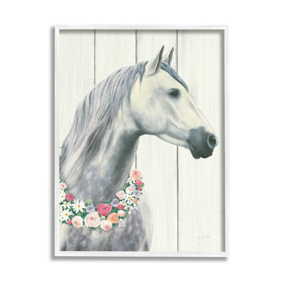 Stupell Industries Spirit Stallion Horse With Flower Wreath Graphic Art Framed Art Print Wall Art, 16x20, By James Wiens
