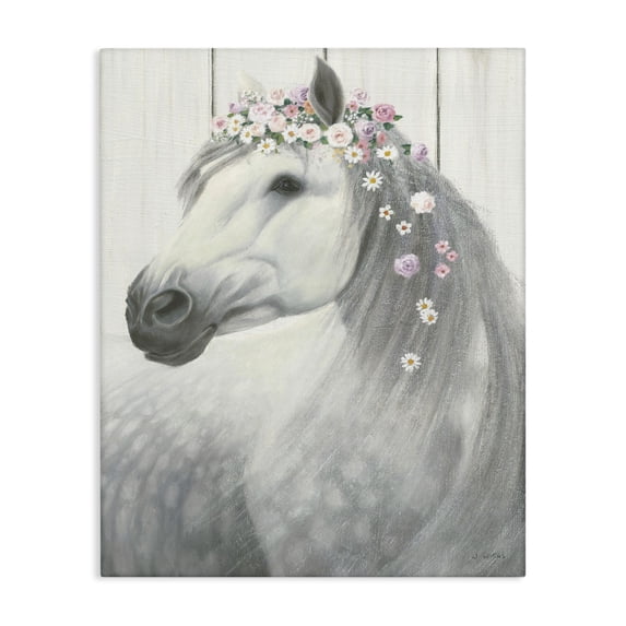Stupell Industries Farmhouse Spirit Horse with Flowers Canvas Art, 36 x 48, by James Wiens
