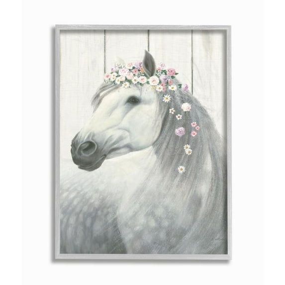 Stupell Industries Spirit Stallion Horse with Flower Crown Framed Wall Art by James Wiens