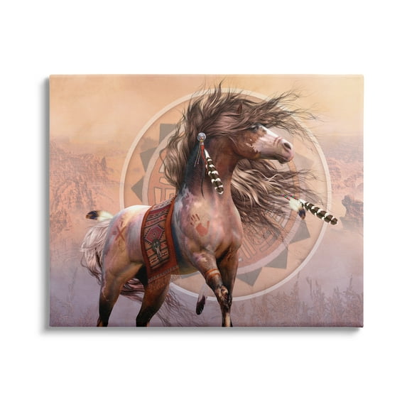 Stupell Industries Spirit Warrior Horse Animals & Insects Painting Gallery Wrapped Canvas Art Print Wall Art, 30 x 24
