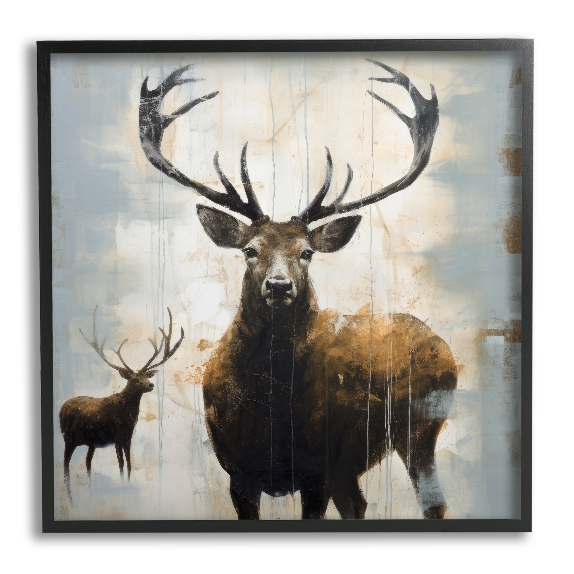 Stupell Industries Spirit of the Wild Deer Animals & Insects Painting Black Framed Art Print Wall Art, 24 x 24
