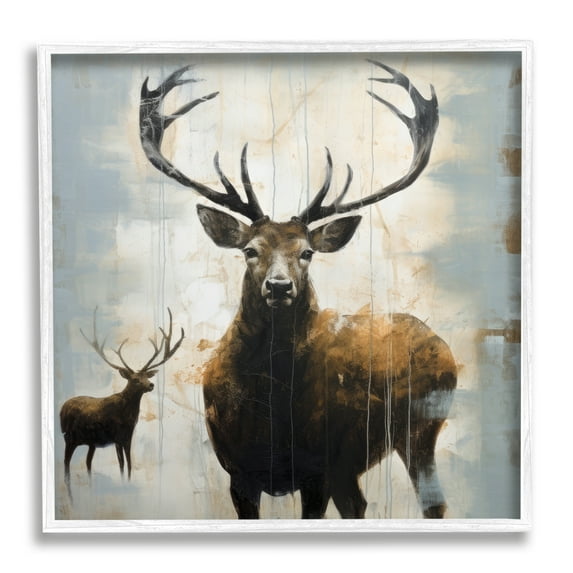Stupell Industries Spirit of the Wild Deer Animals & Insects Painting White Framed Art Print Wall Art, 12 x 12