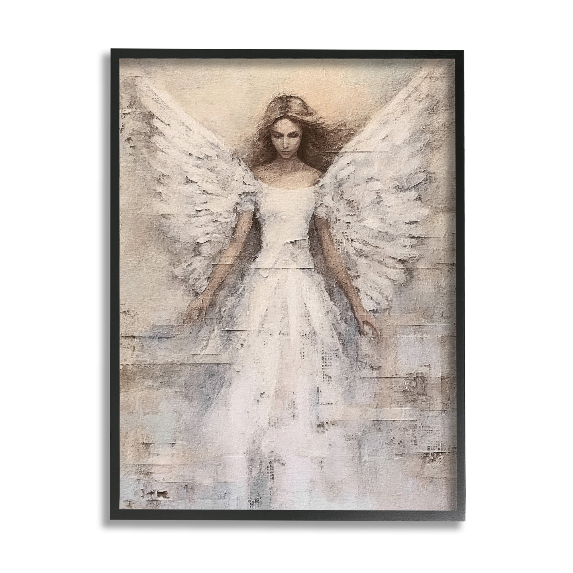 Stupell Industries Spiritual Abstract Angel Abstract Painting Black Framed Art Print Wall Art, 16 x 20