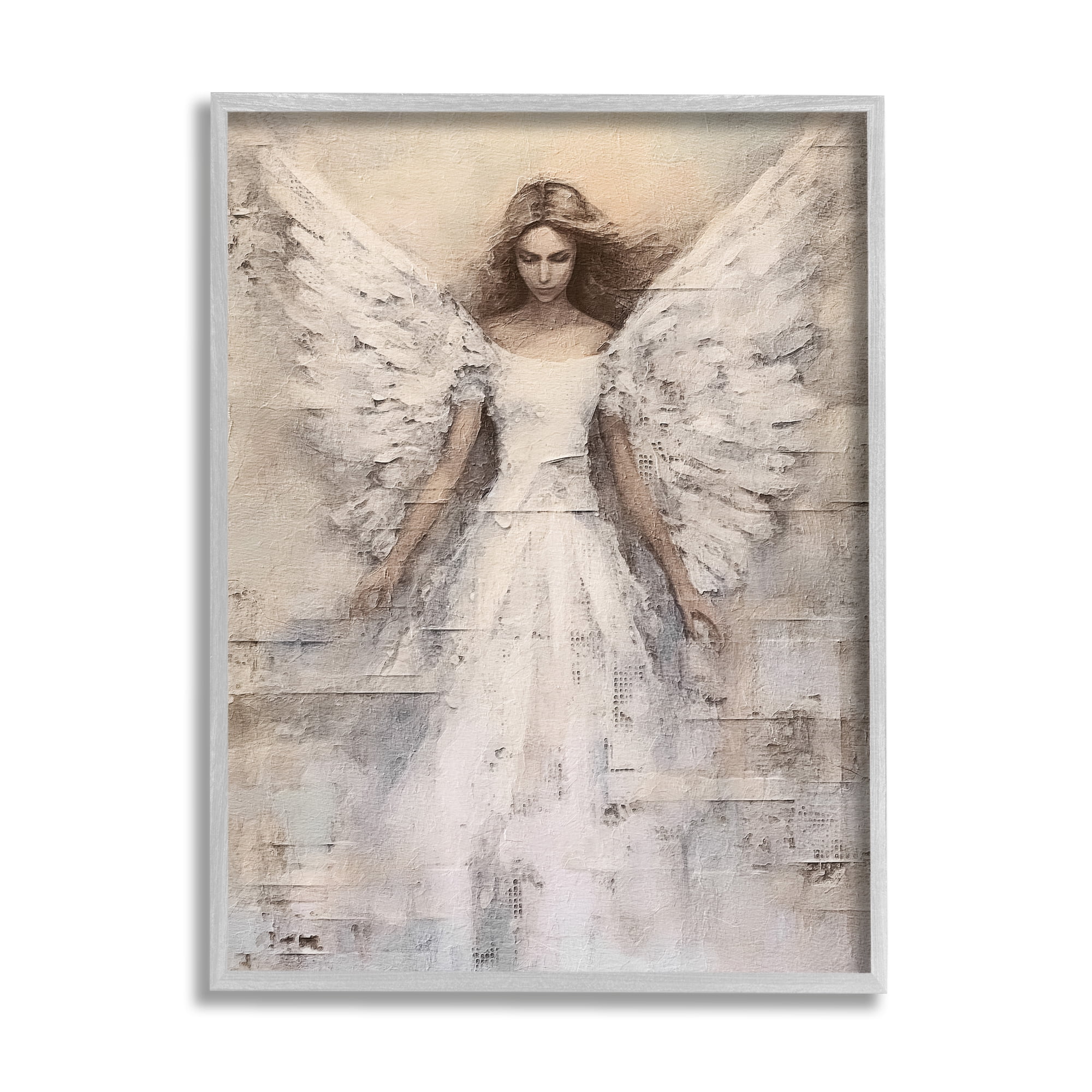 Stupell Industries Spiritual Abstract Angel Abstract Painting Gray Framed Art Print Wall Art, 11 x 14