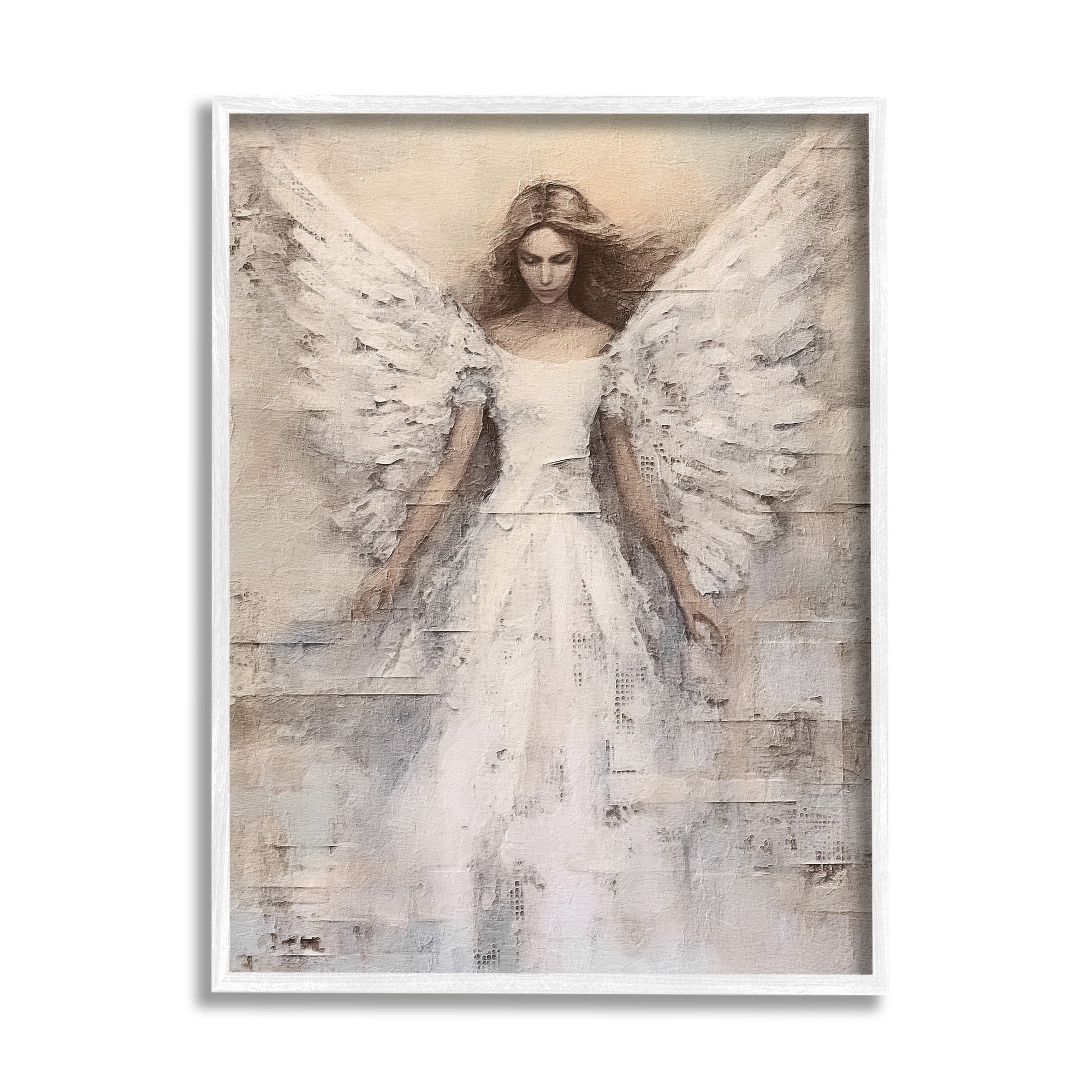 Stupell Industries Spiritual Abstract Angel Abstract Painting White Framed Art Print Wall Art, 11 x 14