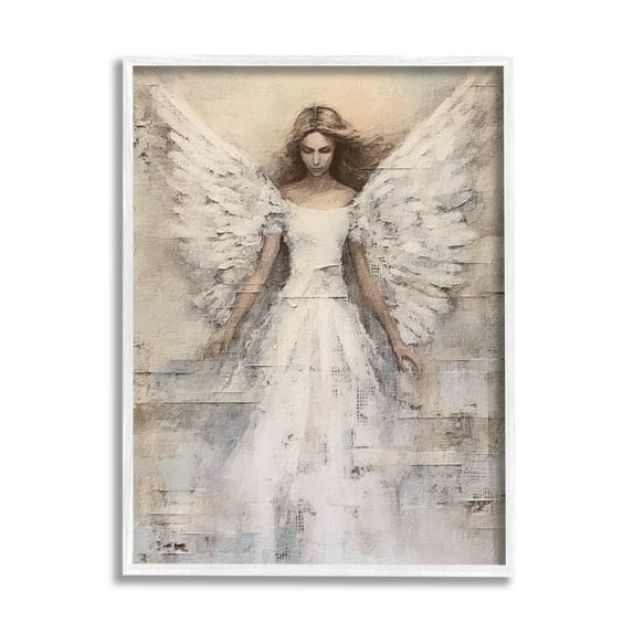 Stupell Industries Spiritual Abstract Angel Abstract Painting White Framed Art Print Wall Art, 16 x 20