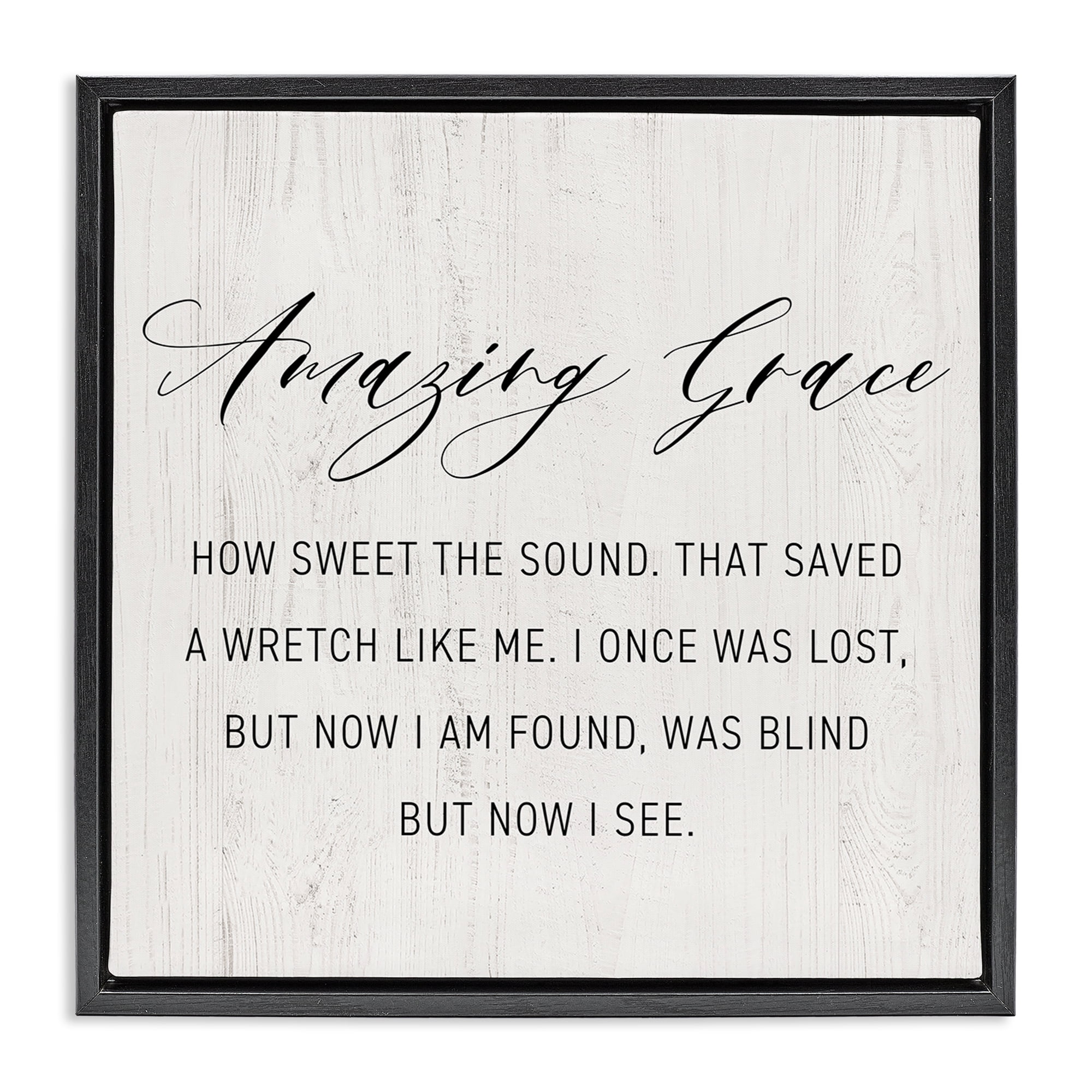 Stupell Industries Spiritual Amazing Grace Religious Painting Black Floater Framed Canvas Art Print Wall Art, 25 x 25