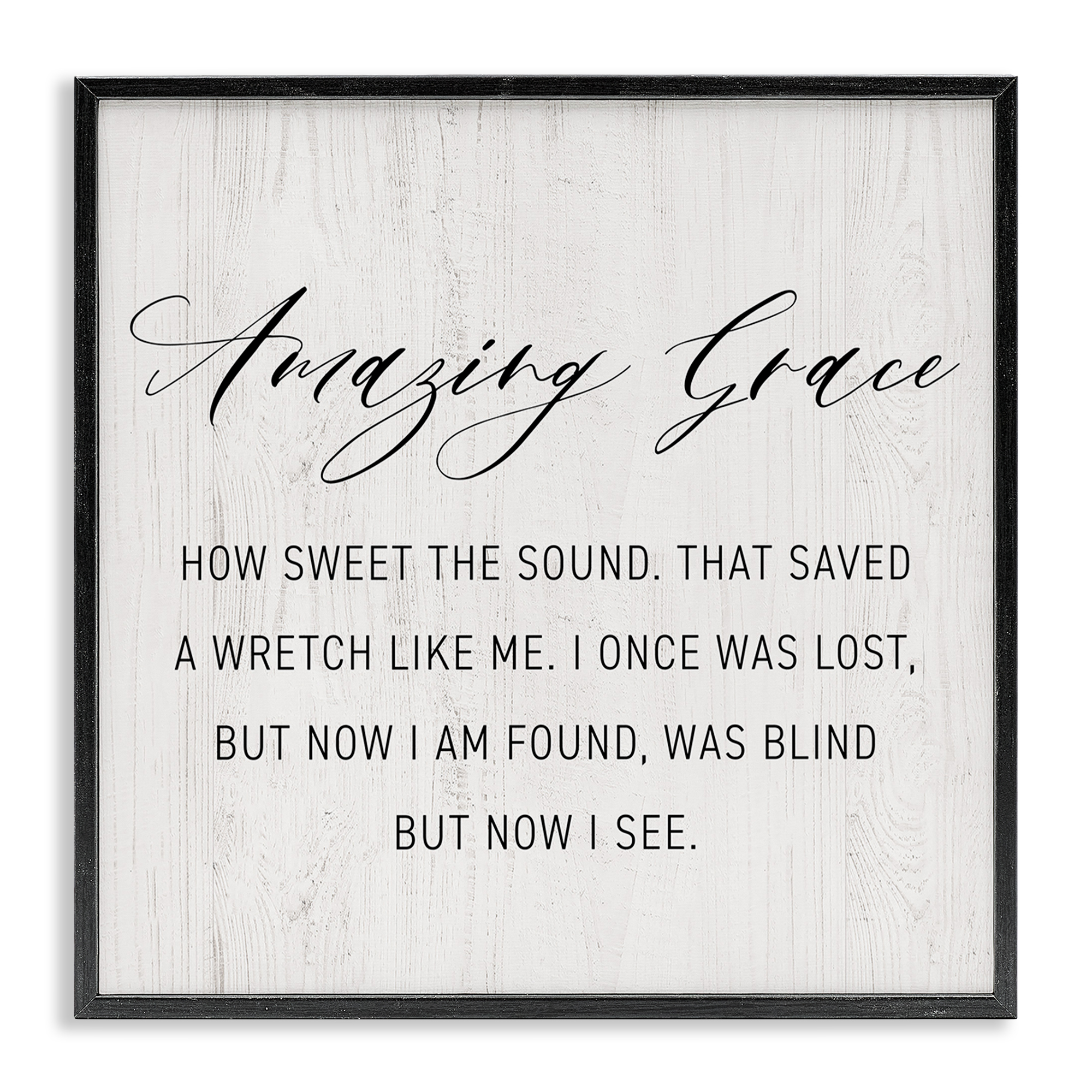 Stupell Industries Spiritual Amazing Grace Religious Painting Black Framed Art Print Wall Art, 17 x 17