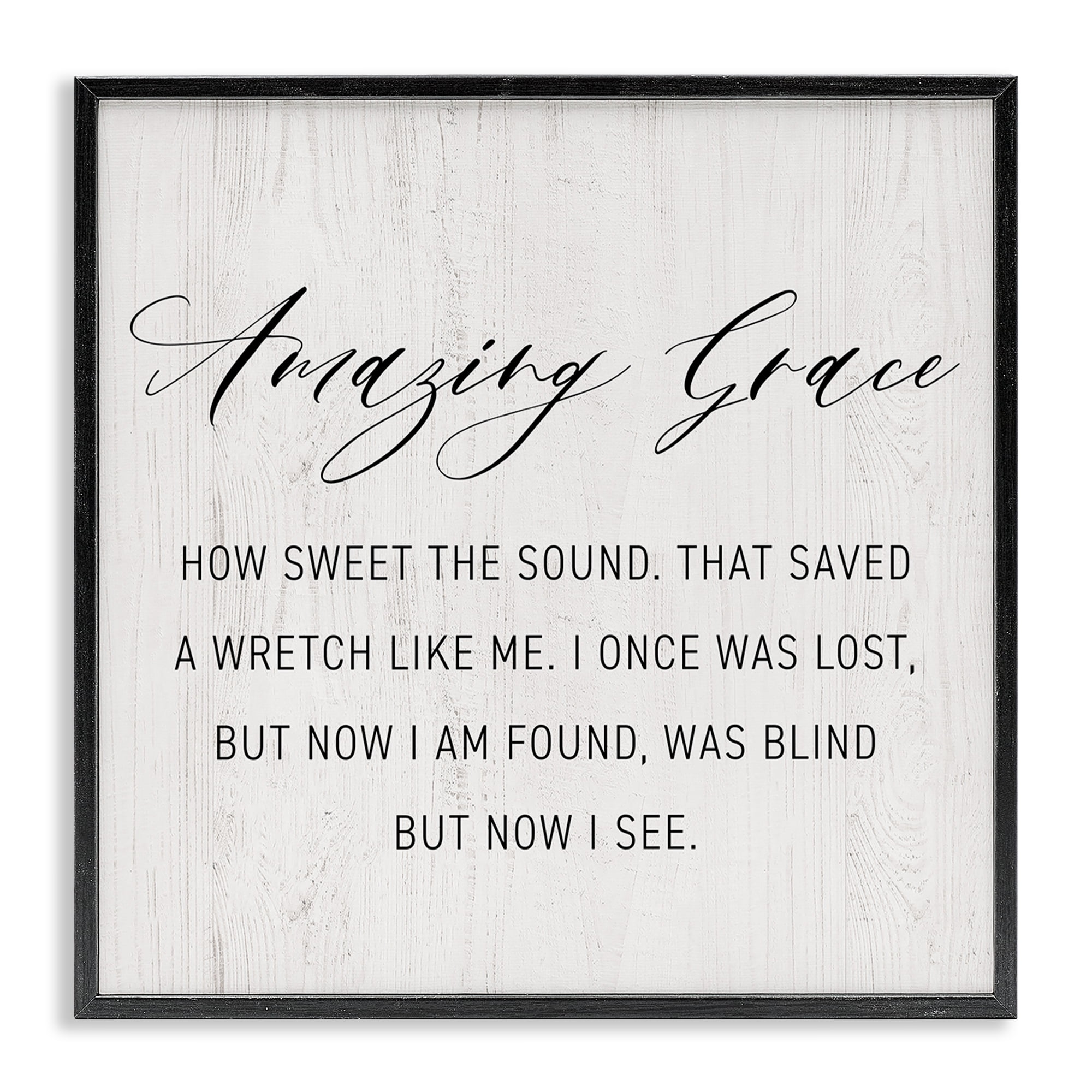 Stupell Industries Spiritual Amazing Grace Religious Painting Black Framed Art Print Wall Art, 24 x 24