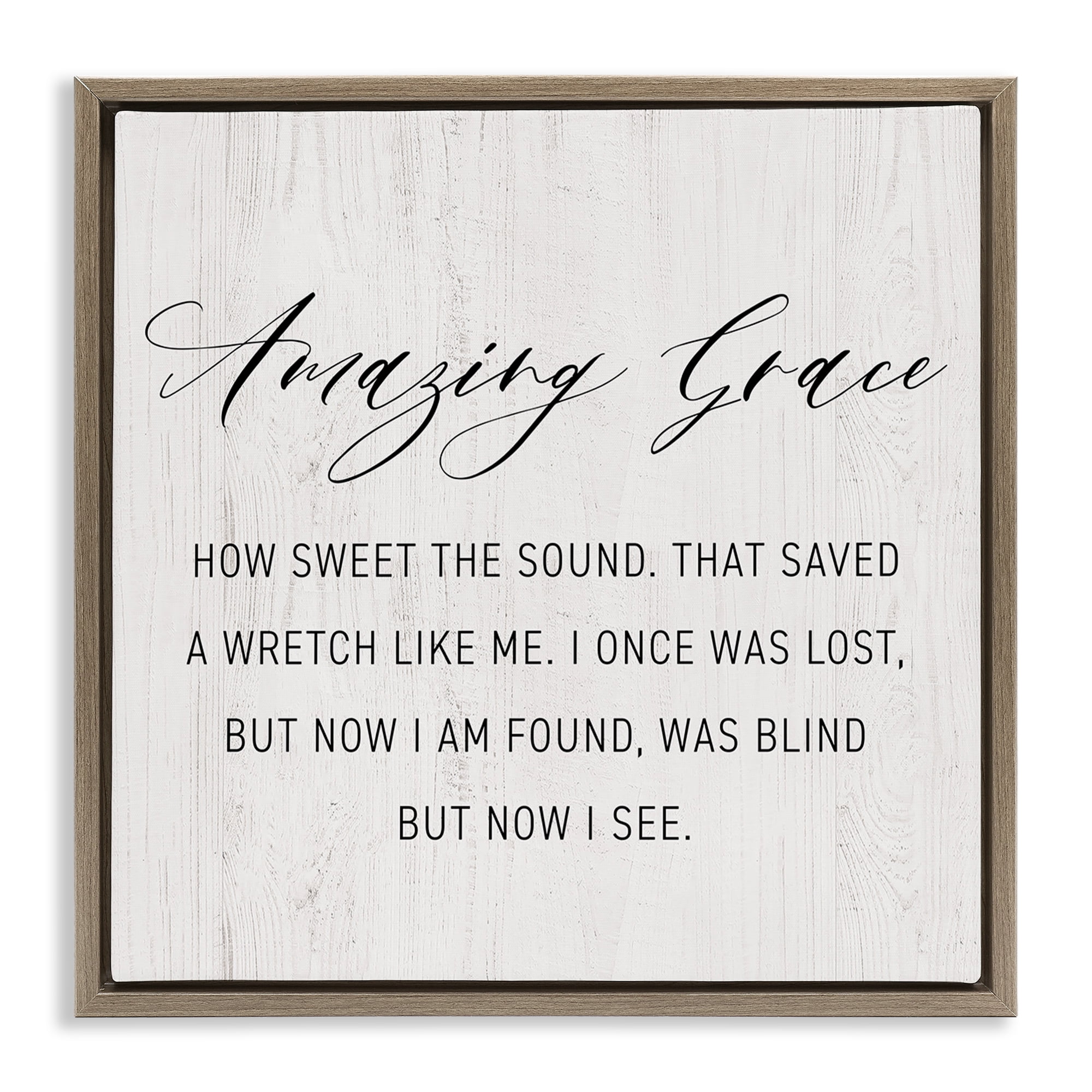 Stupell Industries Spiritual Amazing Grace Religious Painting Brown Floater Framed Canvas Art Print Wall Art, 25 x 25