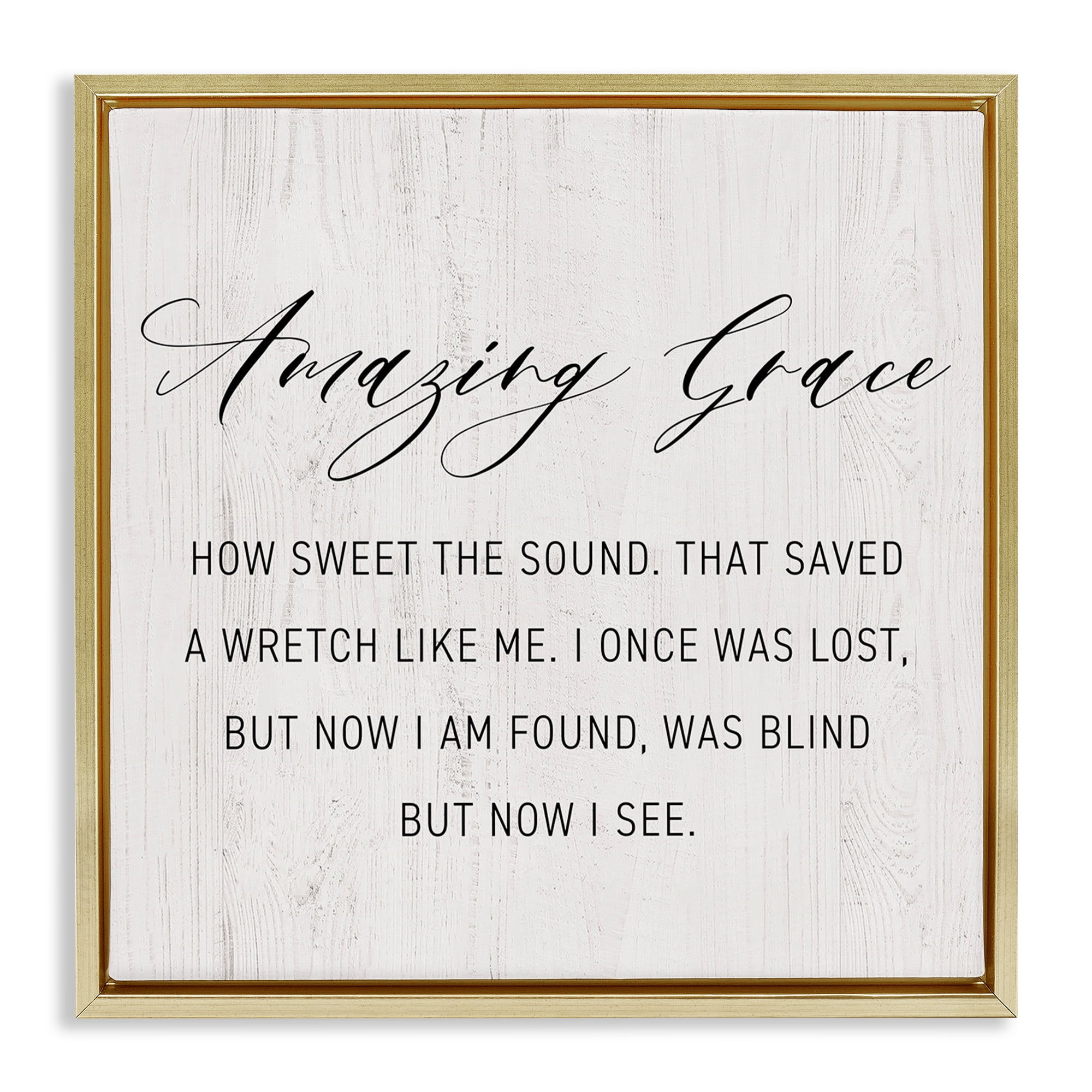 Stupell Industries Spiritual Amazing Grace Religious Painting Gold Floater Framed Canvas Art Print Wall Art, 25 x 25