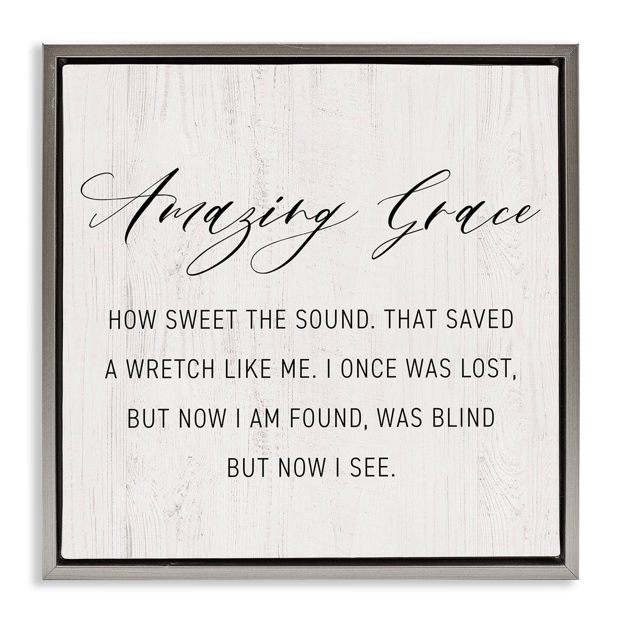 Stupell Industries Spiritual Amazing Grace Religious Painting Gray Floater Framed Canvas Art Print Wall Art, 25 x 25