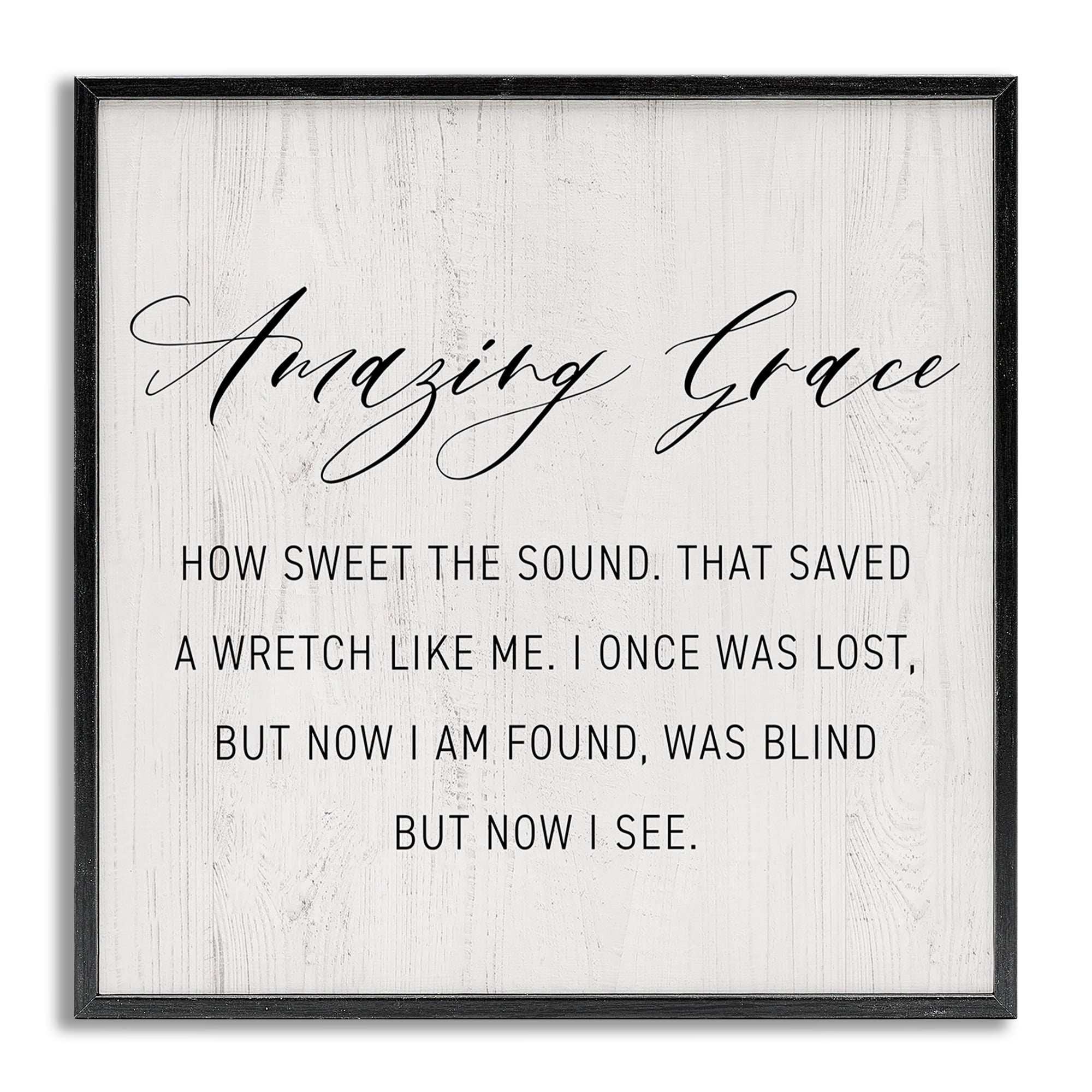 Stupell Industries Spiritual Amazing Grace Religious Painting Gray Framed Art Print Wall Art, 17 x 17
