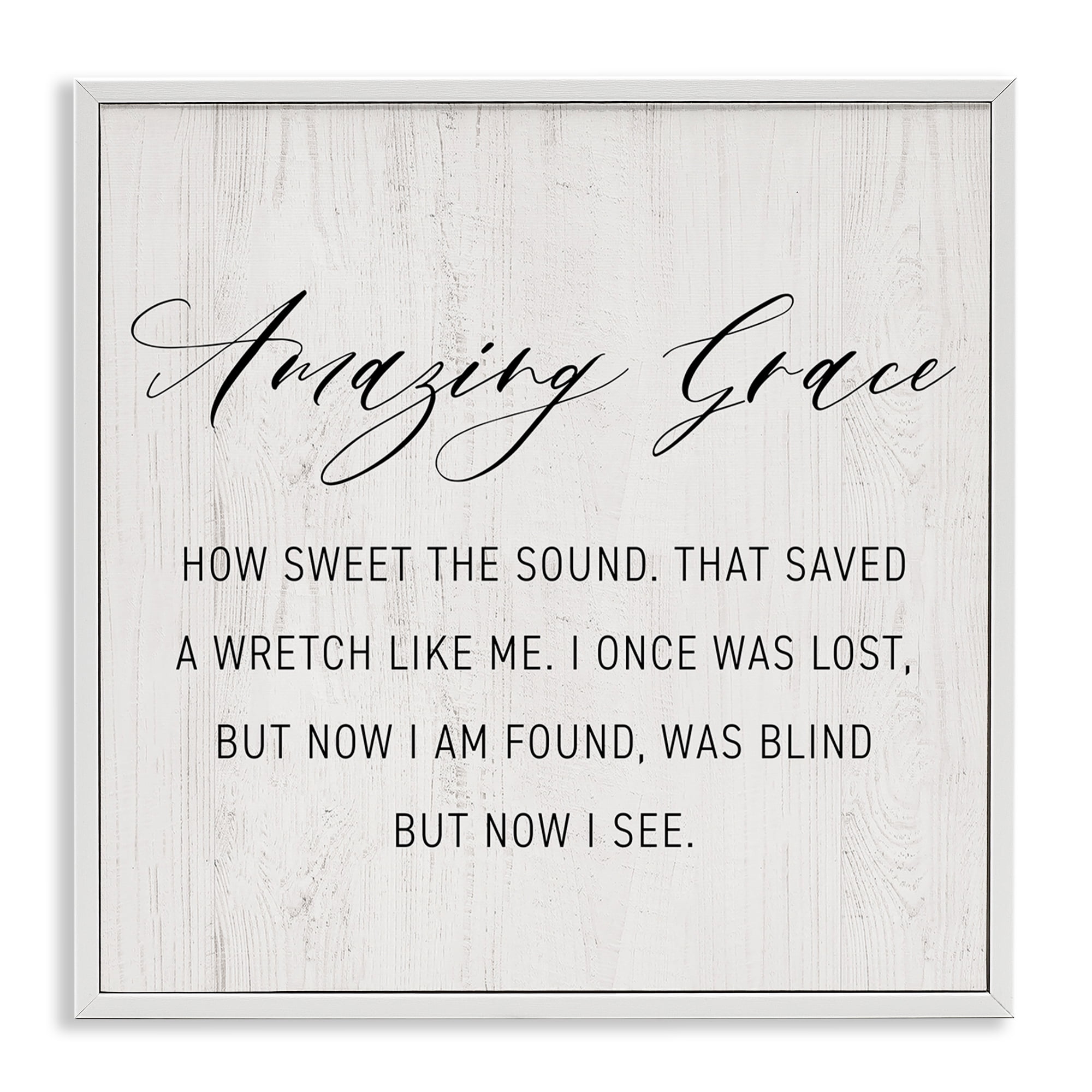 Stupell Industries Spiritual Amazing Grace Religious Painting White Framed Art Print Wall Art, 17 x 17