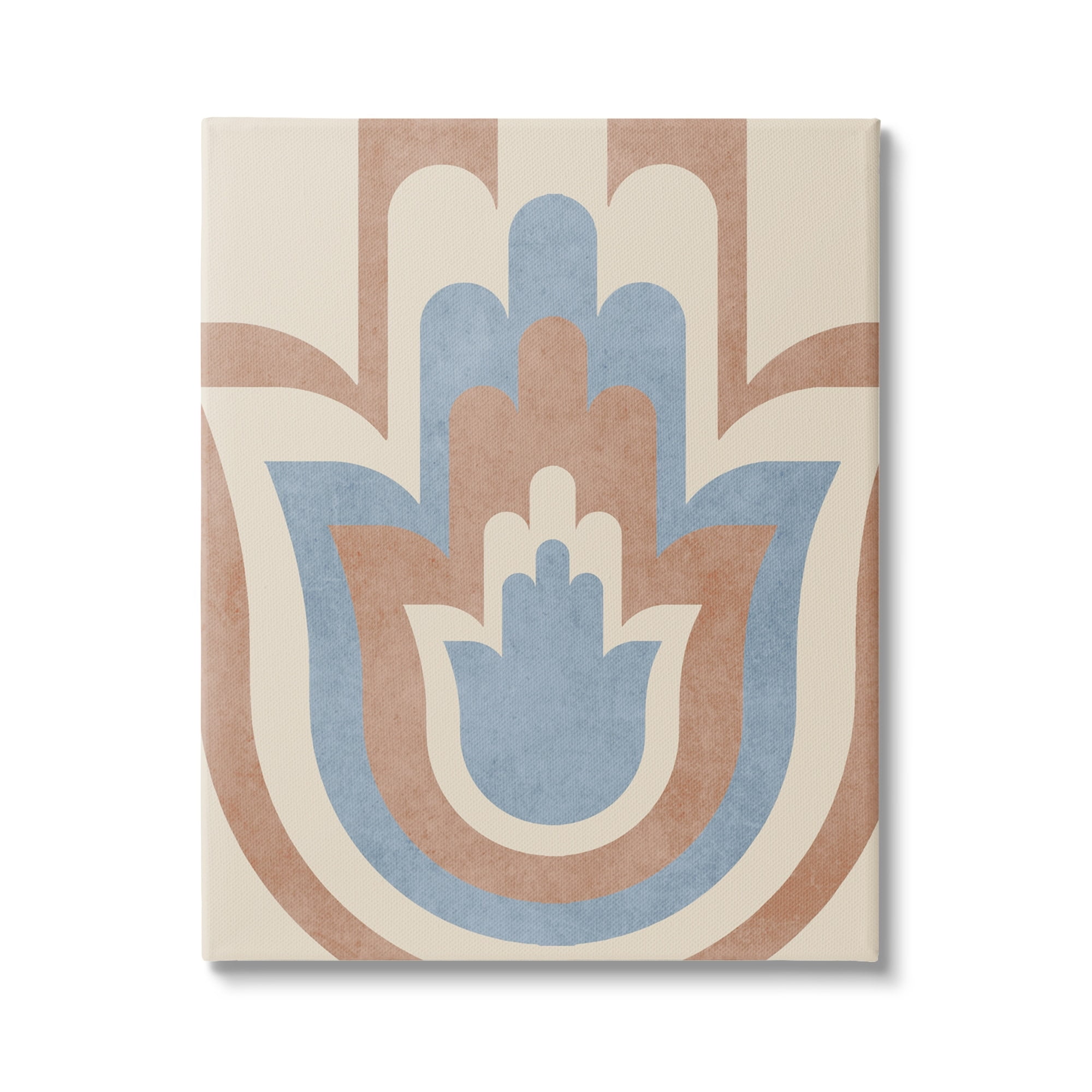 Stupell Industries Spiritual Boho Hamsa Symbol Neutral Tone Stripes Pattern Canvas Wall Art, 16 x 20, Design by Lil' Rue