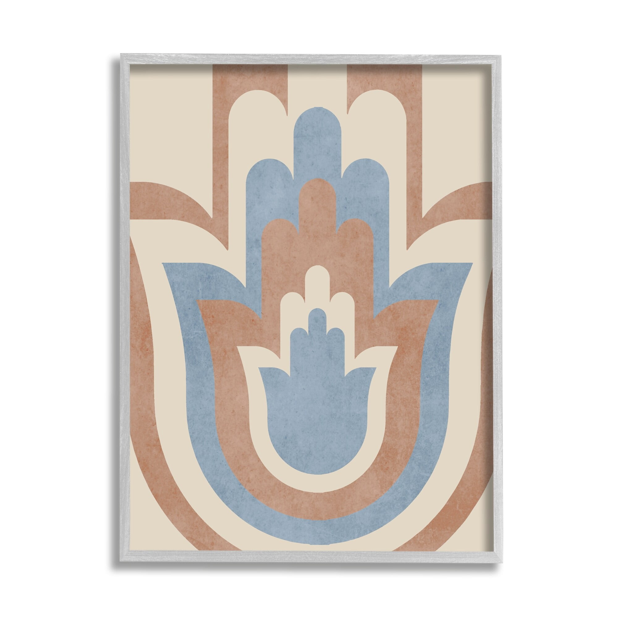 Stupell Industries Spiritual Boho Hamsa Symbol Neutral Tone Stripes Pattern Framed Wall Art, 16 x 20, Design by Lil' Rue