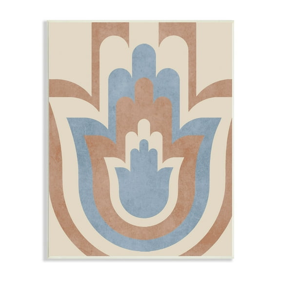 Stupell Industries Spiritual Boho Hamsa Symbol Neutral Tone Stripes Pattern Wood Wall Art, 10 x 15, Design by Lil' Rue