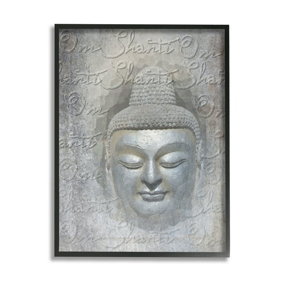 Stupell Industries Spiritual Buddha Face Abstract Painting Black Framed Art Print Wall Art, 16 x 20