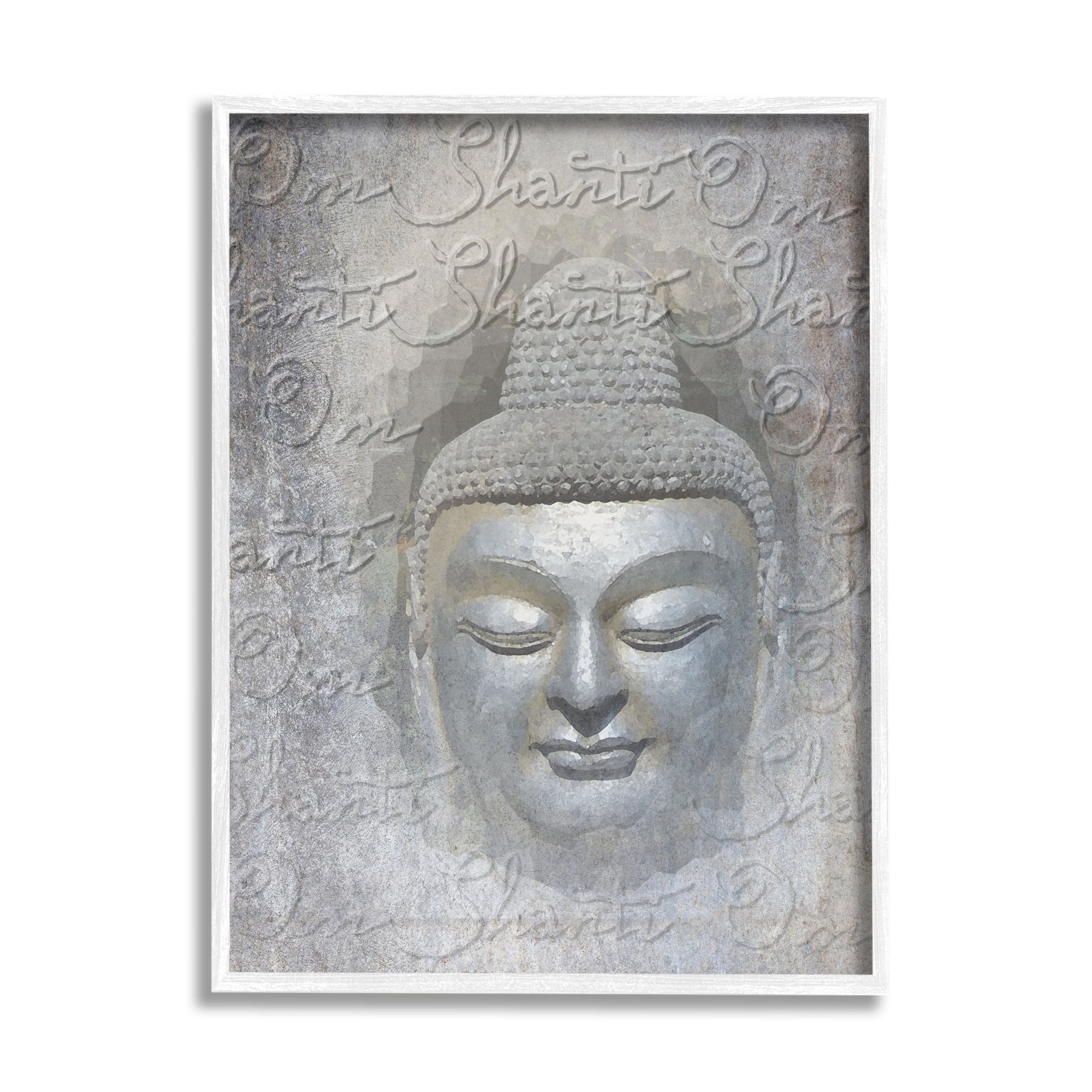 Stupell Industries Spiritual Buddha Face Abstract Painting White Framed Art Print Wall Art, 11 x 14