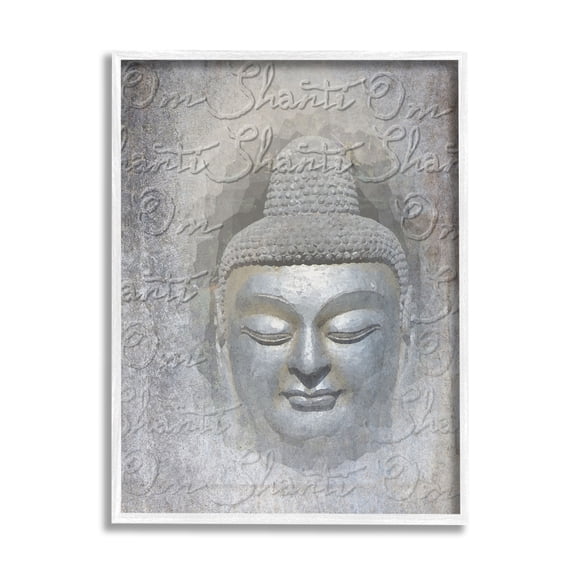 Stupell Industries Spiritual Buddha Face Abstract Painting White Framed Art Print Wall Art, 24 x 30