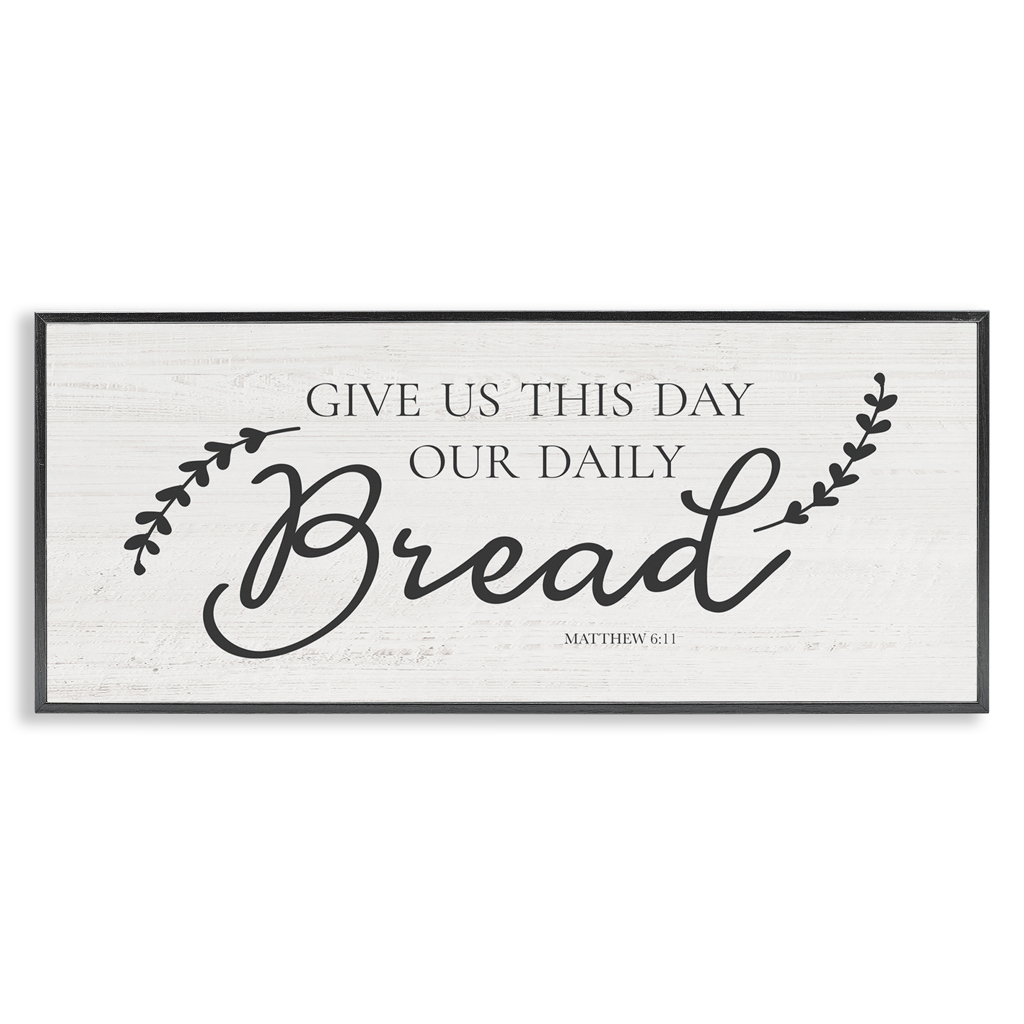 Stupell Industries Spiritual Daily Bread Proverb Religious & Spiritual Painting Black Framed Art Print Wall Art, 24 x 10