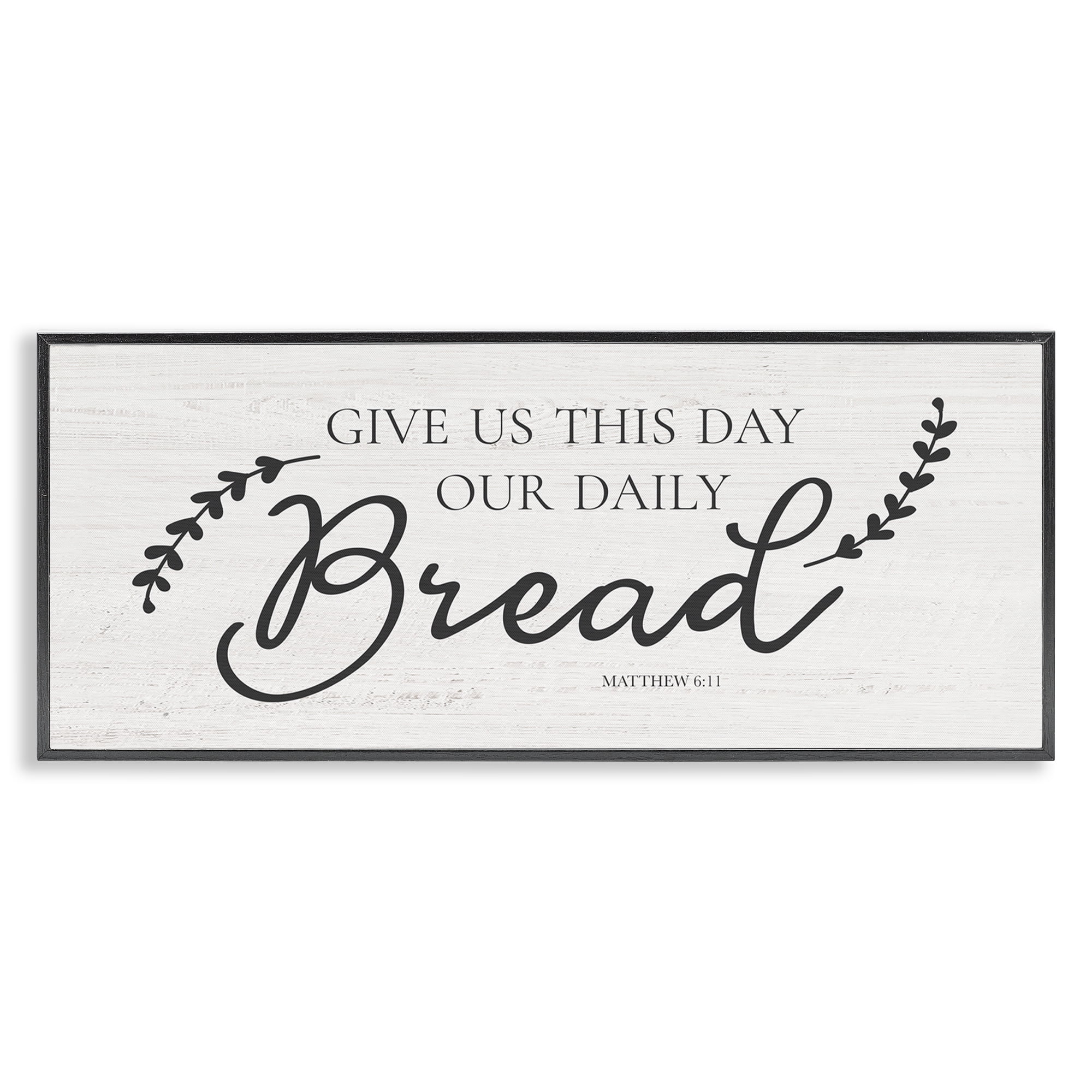 Stupell Industries Spiritual Daily Bread Proverb Religious & Spiritual Painting Black Framed Art Print Wall Art, 30 x 13
