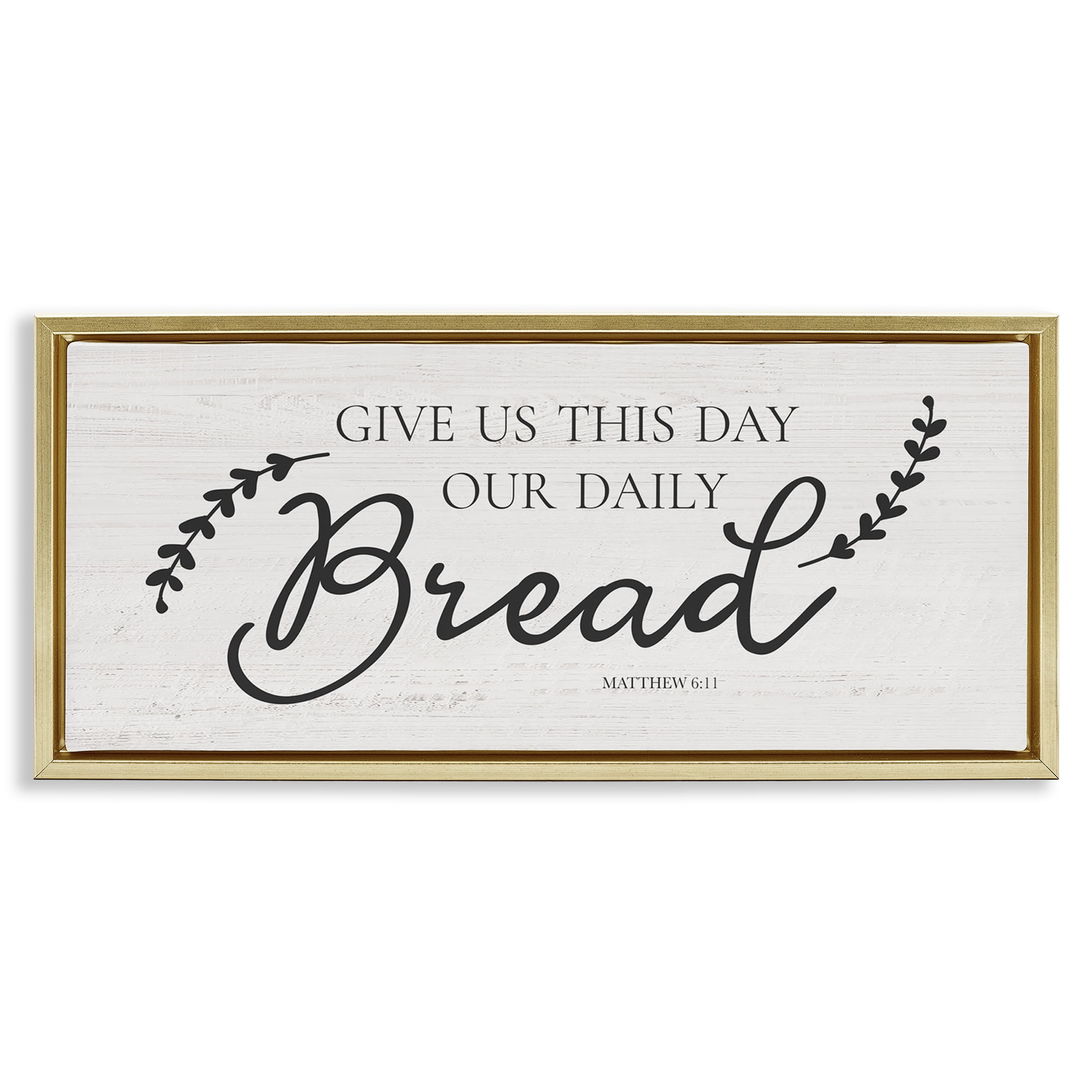 Stupell Industries Spiritual Daily Bread Proverb Religious & Spiritual Painting Gold Floater Framed Canvas Art Print Wall Art, 31 x 14