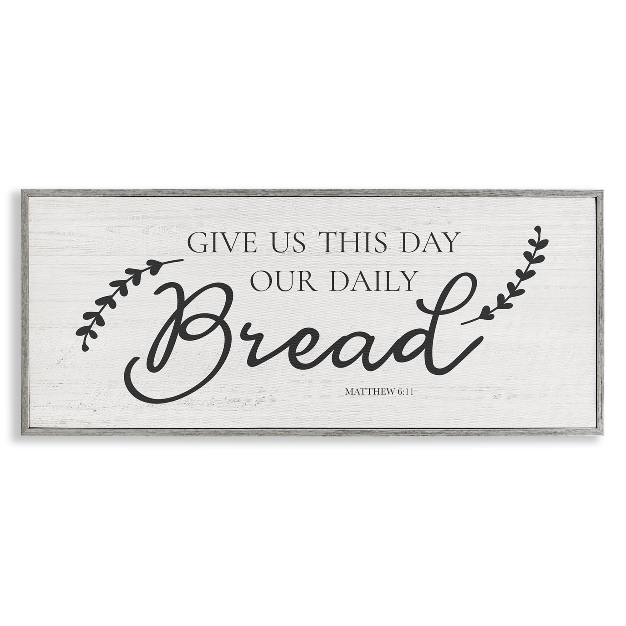 Stupell Industries Spiritual Daily Bread Proverb Religious & Spiritual Painting Gray Framed Art Print Wall Art, 24 x 10
