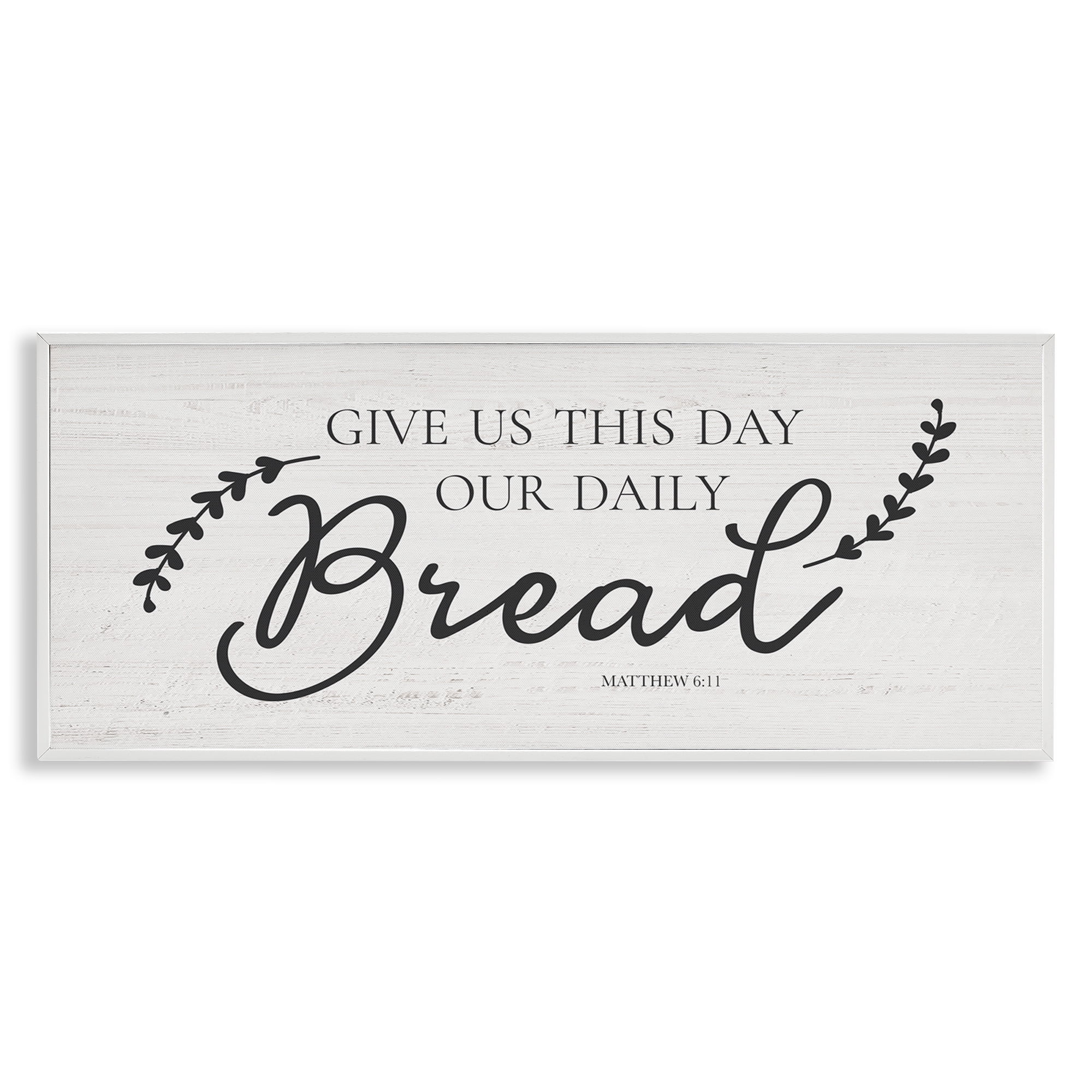 Stupell Industries Spiritual Daily Bread Proverb Religious & Spiritual Painting White Framed Art Print Wall Art, 30 x 13