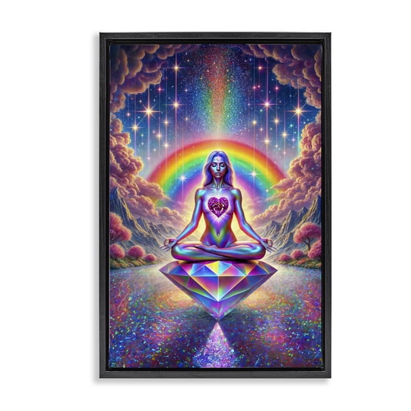 Stupell Industries Spiritual Enlightenment Meditation Spiritual Painting Black Floater Framed Canvas Art Print Wall Art, 21 x 31