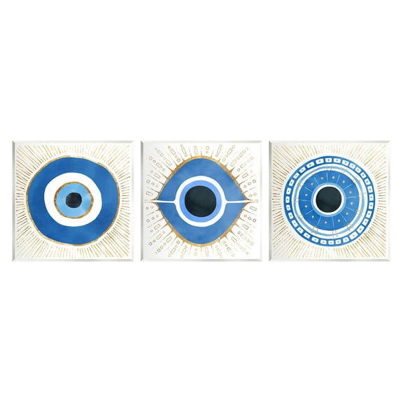 Stupell Industries Spiritual Evil Eye Mati Symbol Graphic Art Unframed Art Print Wall Art, Set of 3, Design by Ziwei Li