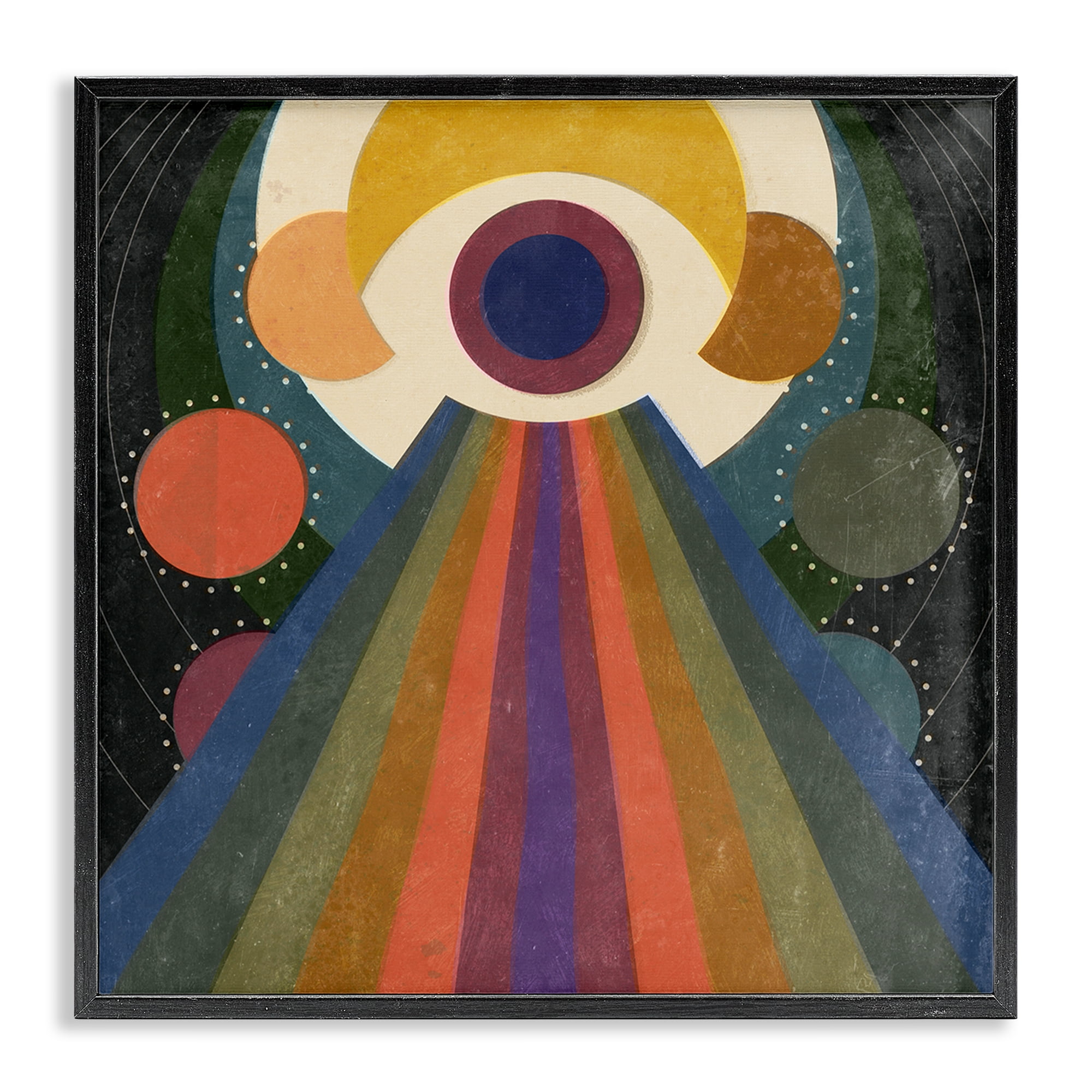 Stupell Industries Spiritual Eye with Rays Abstract Painting Black Framed Art Print Wall Art, 24 x 24