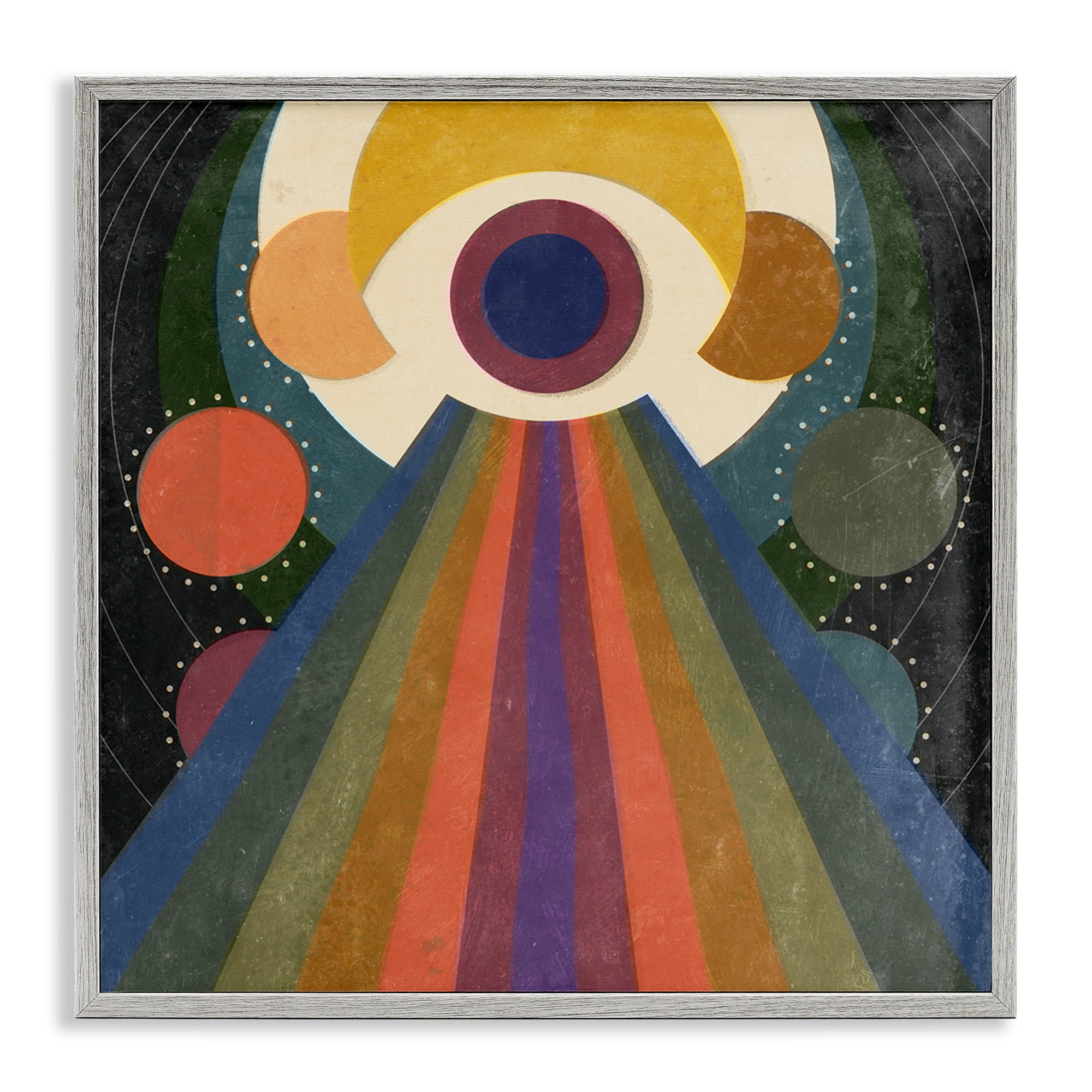 Stupell Industries Spiritual Eye with Rays Abstract Painting Gray Framed Art Print Wall Art, 12 x 12
